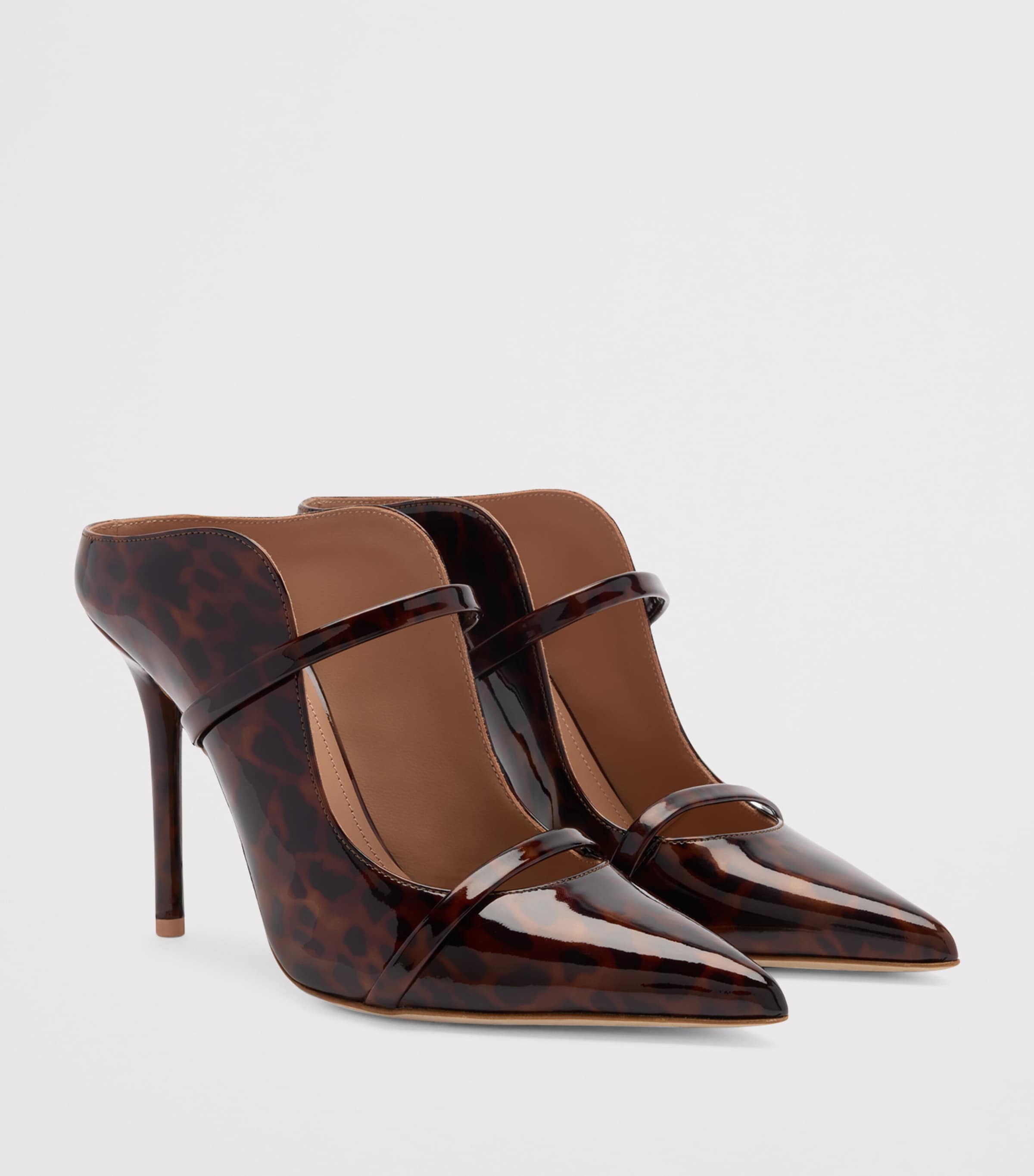 Patent Leather Leopard Print Maureen Heeled Mules 100 BROWN Image 3