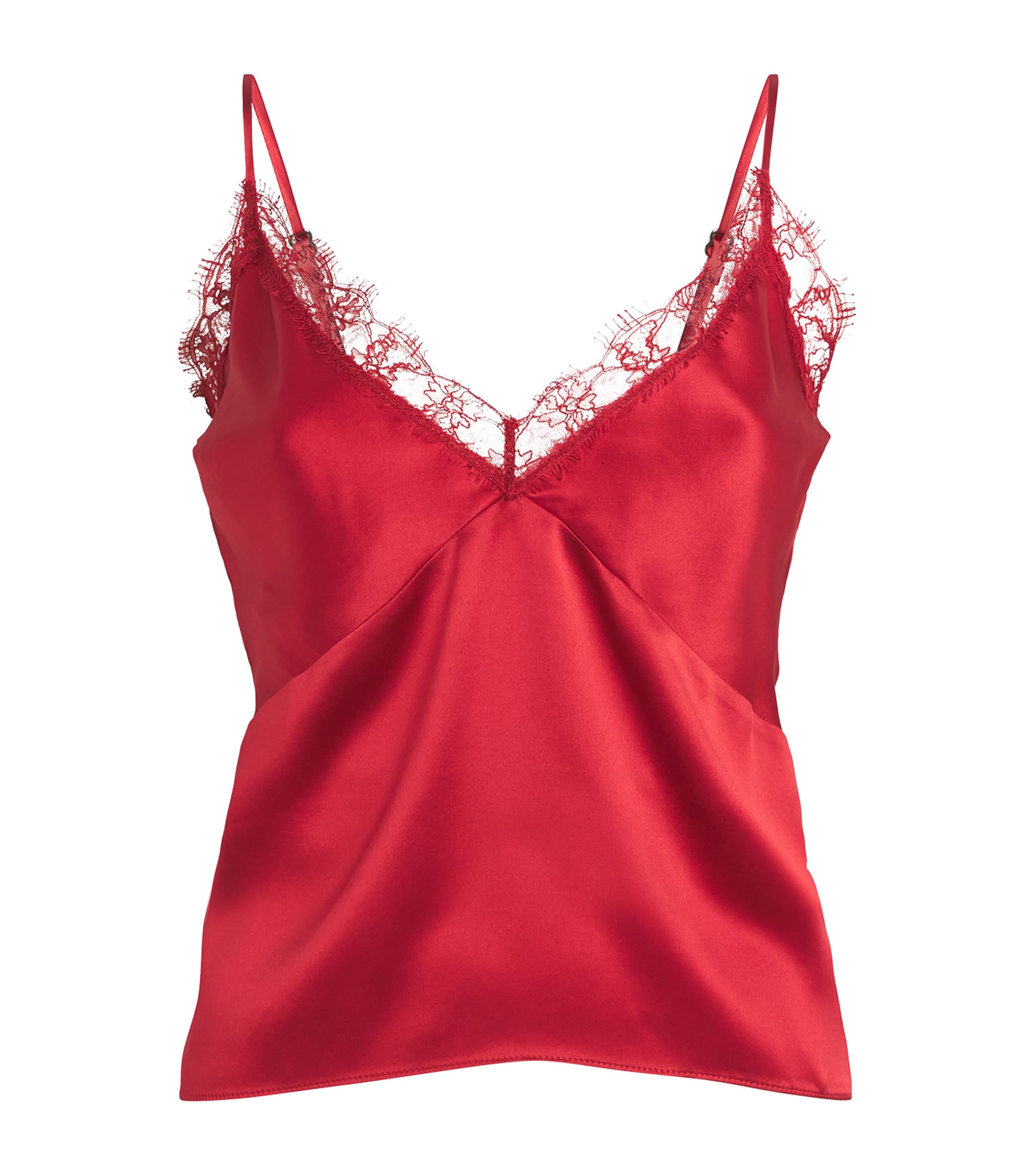 Lace-Trim Cami Top RED 600 Image 1