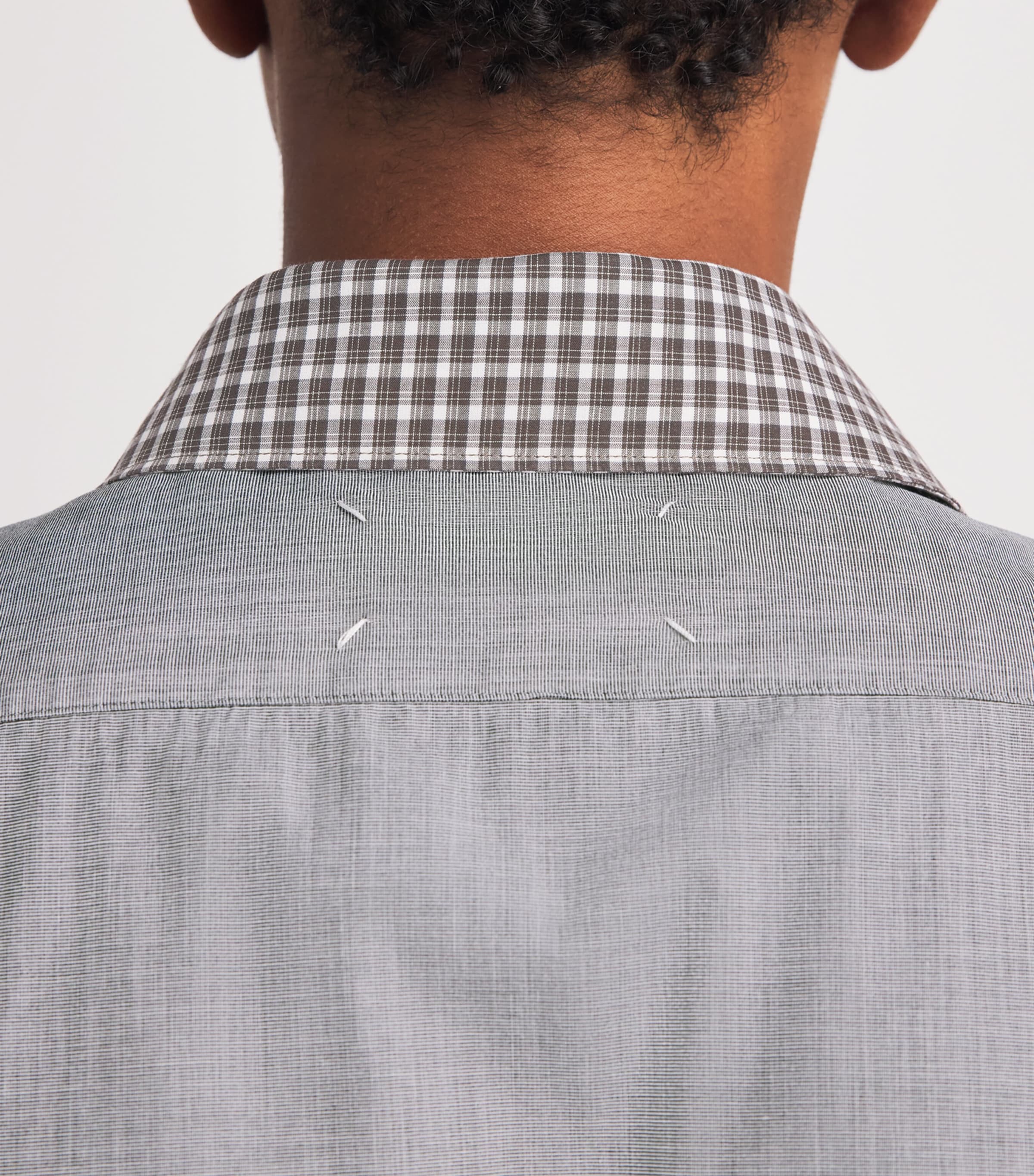 Maison Margiela Mens Double Check Shirt Grey/ Brn Chk Image 3
