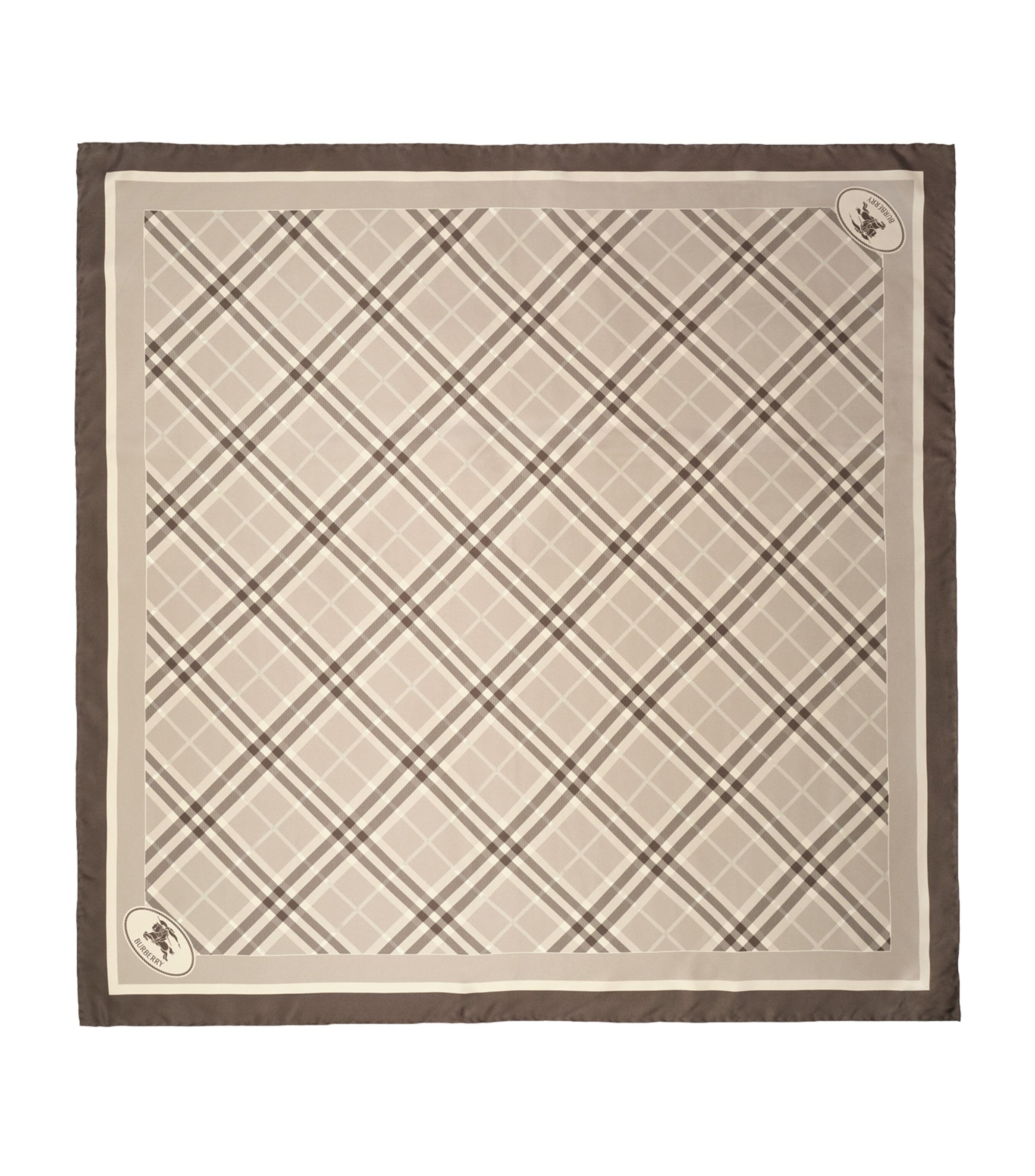 Burberry Silk Check Knight Stamp Scarf Dove Grey Ip Check Image 1