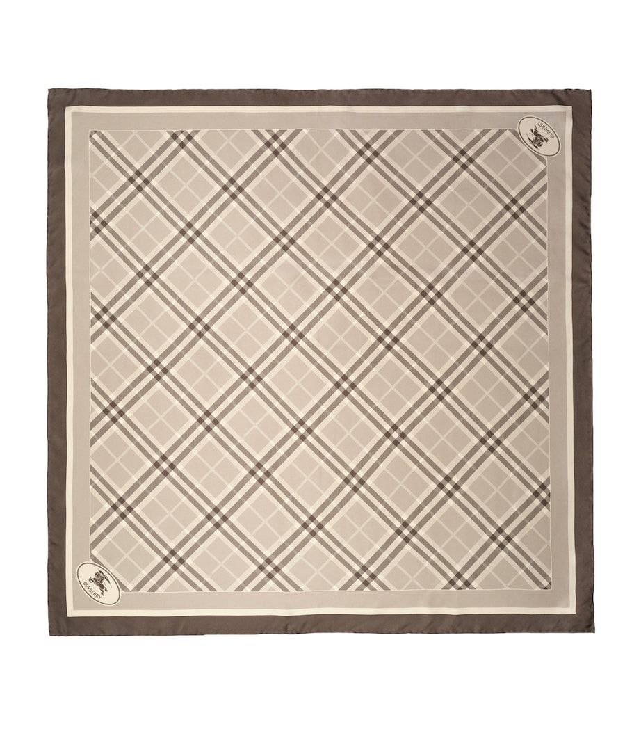 Burberry Silk Check Knight Stamp Scarf Dove Grey Ip Check Image 1