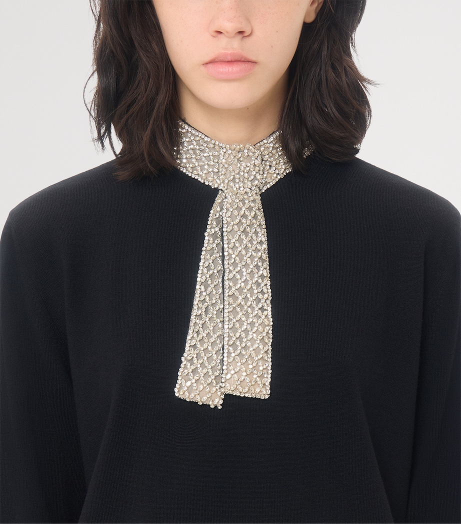 Valentino Womens Virgin Wool Embellished Sweater Image 6