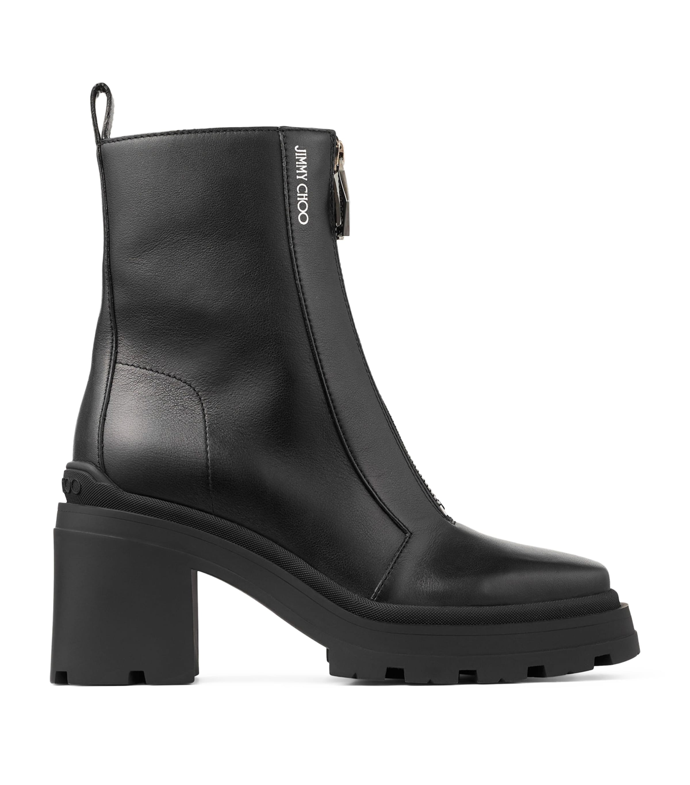 Jimmy Choo Eugenie 80 Womens Zipper Leather Ankle Boots In Black
