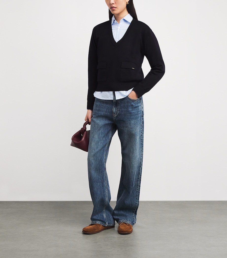Wool V-Neck Sweater NAVY BLUE Image 2