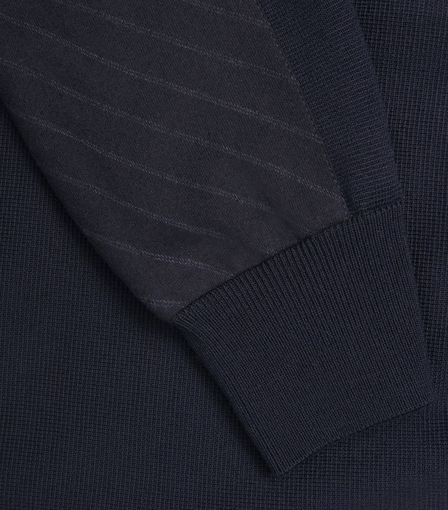 Paul & Shark Mens Virgin Wool Quarter-Zip Sweater Blue Image 6
