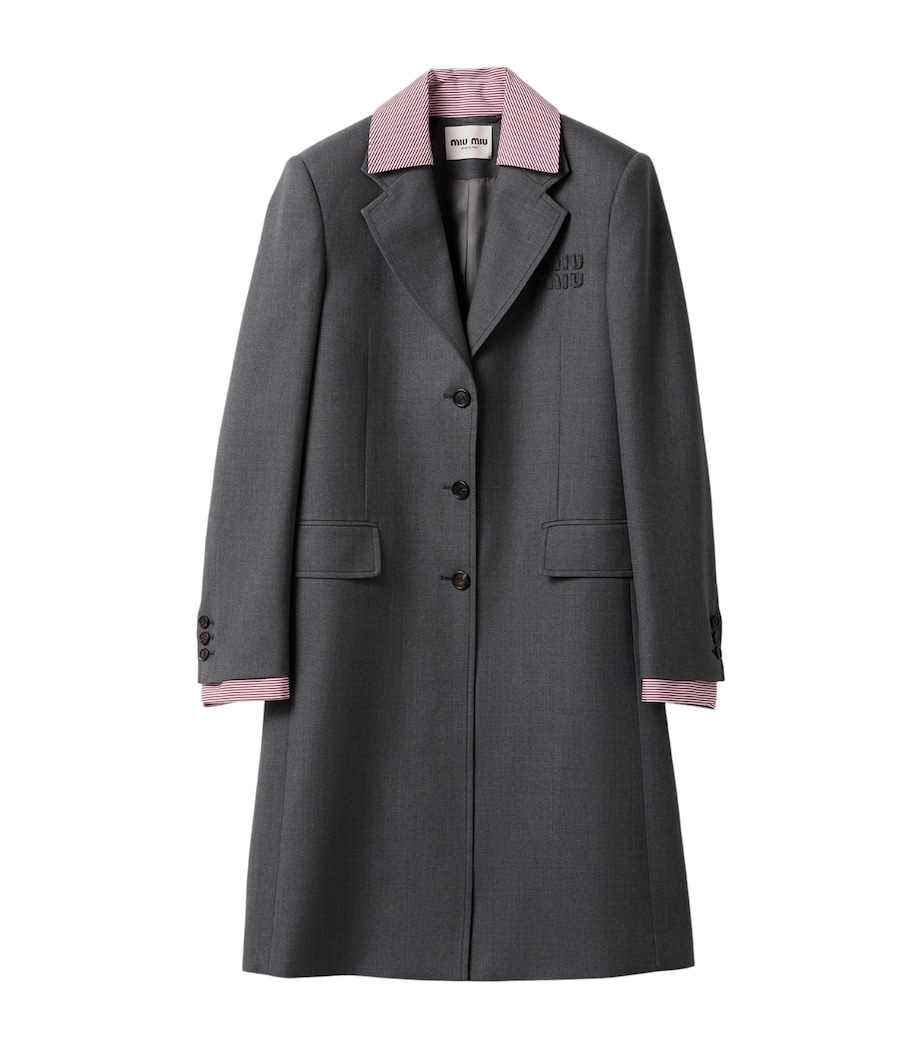 Miu Miu Womens Wool Gabardine Coat Grey Image 1