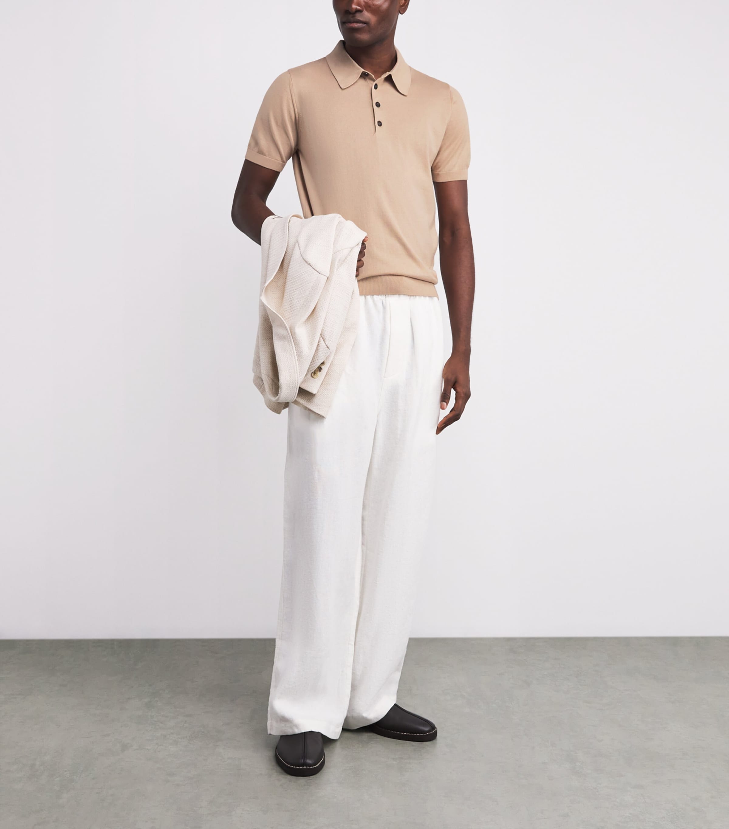 Silk-Cotton Polo Shirt 38 LIGHT BROWN Image 2