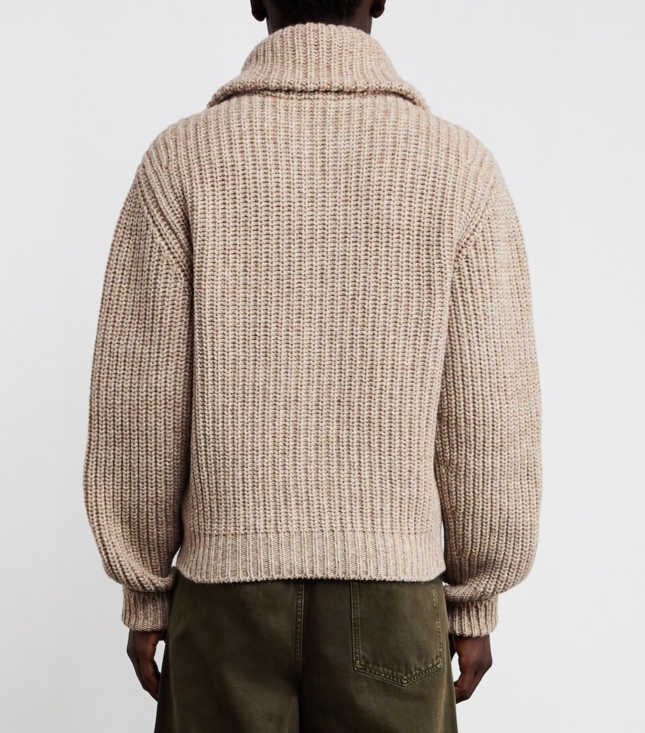 Alpaca-Yak Zip-Up Cardigan BEIGE/OAT MU212 Image 3