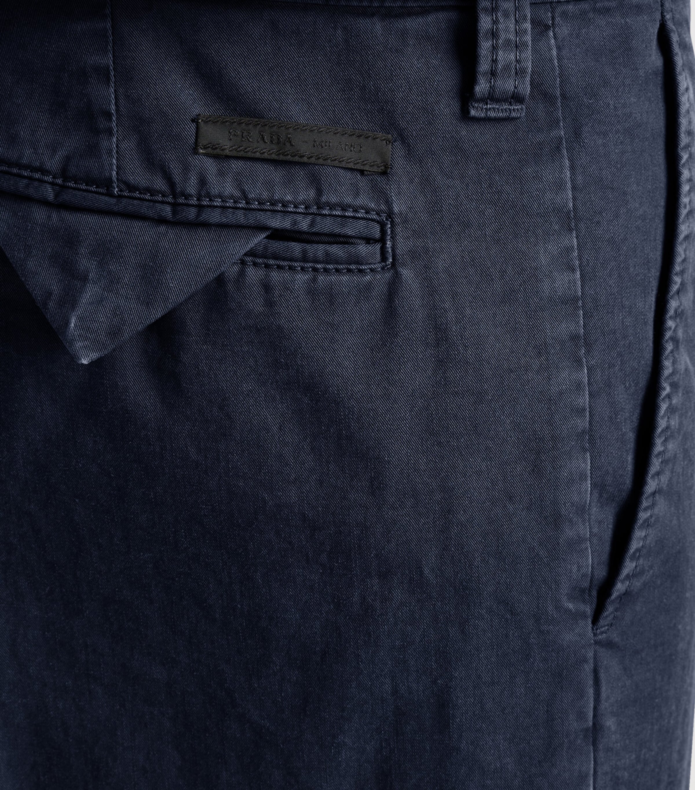 Prada Mens Garment-Dyed Cotton Trousers Blue Image 4