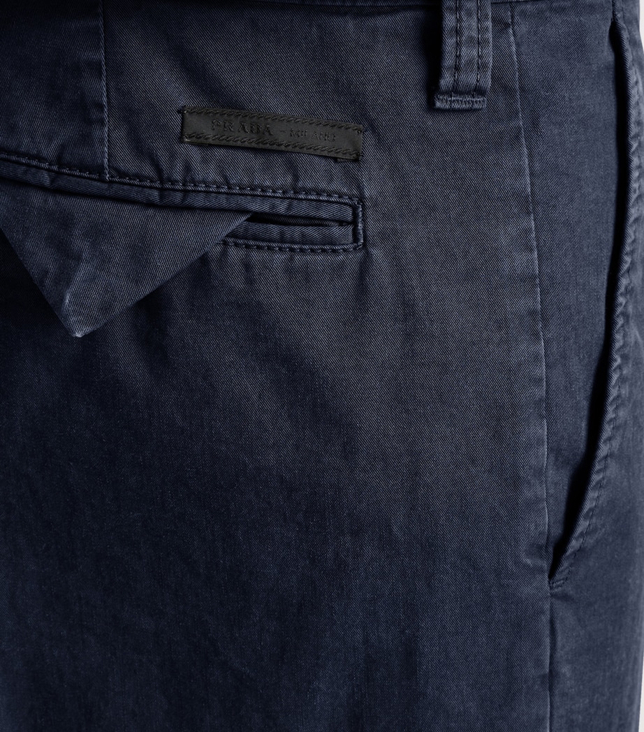 Prada Mens Garment-Dyed Cotton Trousers Blue Image 4
