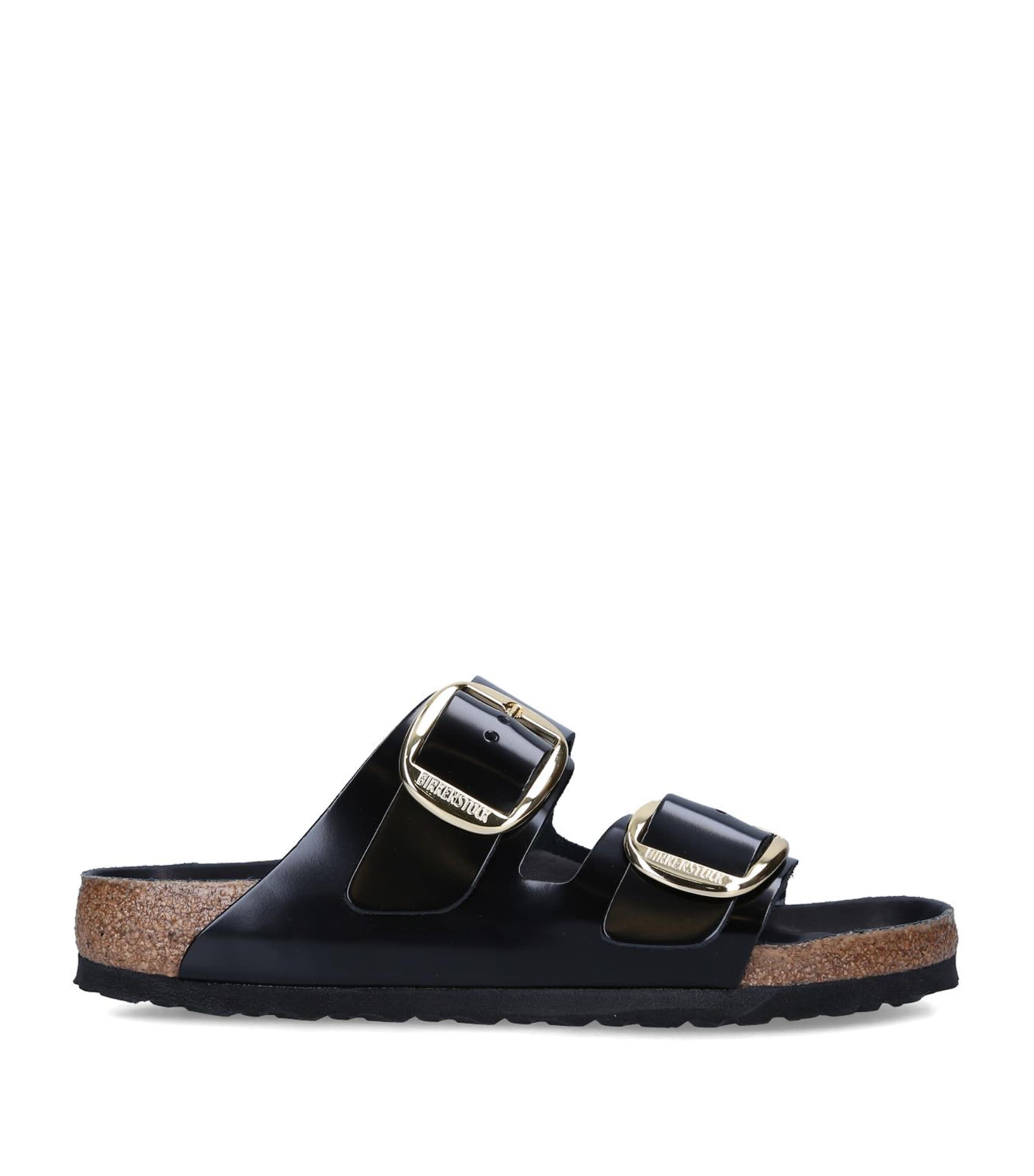 Leather Arizona Big Buckle Sandals BLACK Image 1