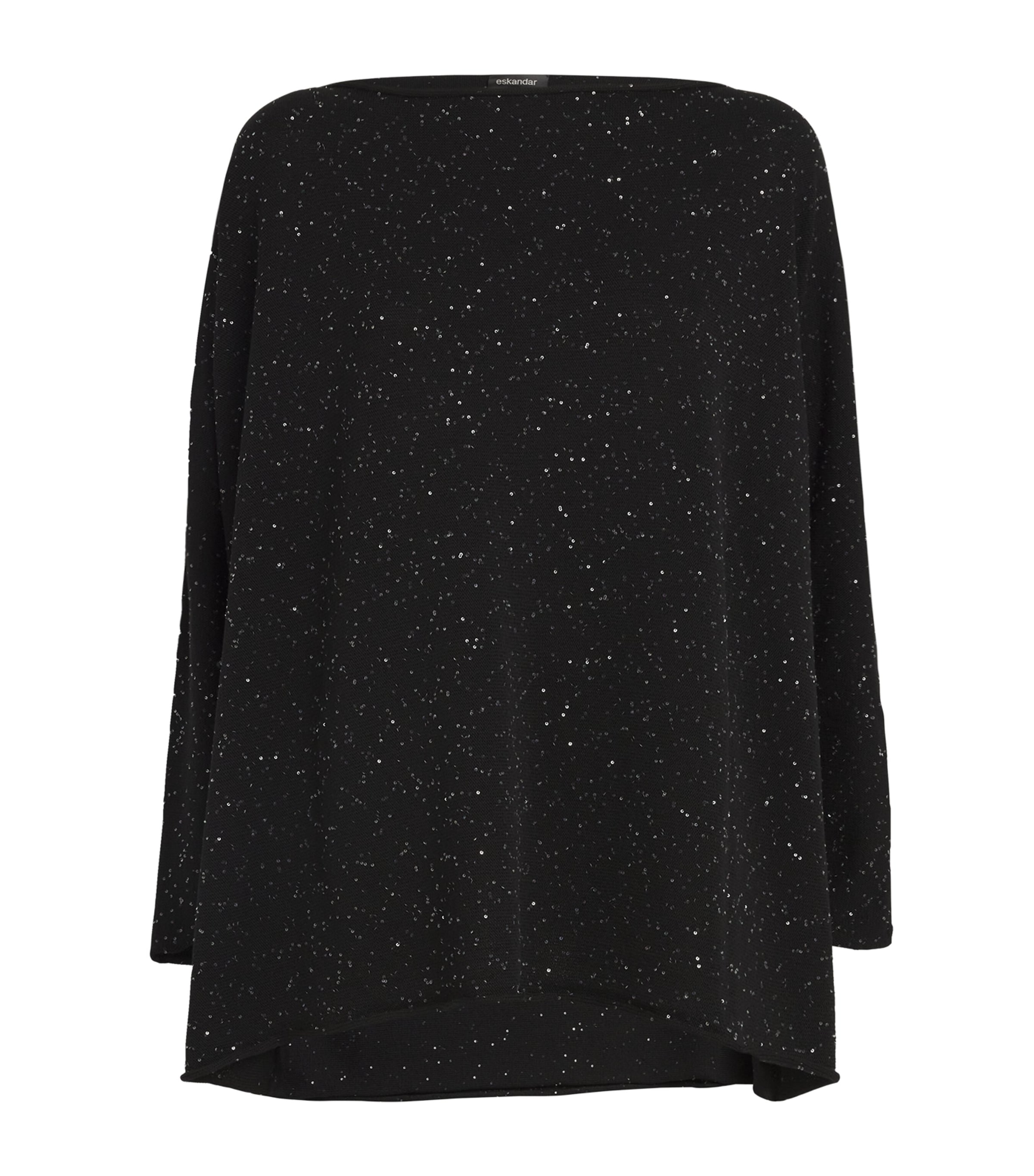 ESKANDAR SILK-COTTON SEQUINNED KAFTAN SWEATER
