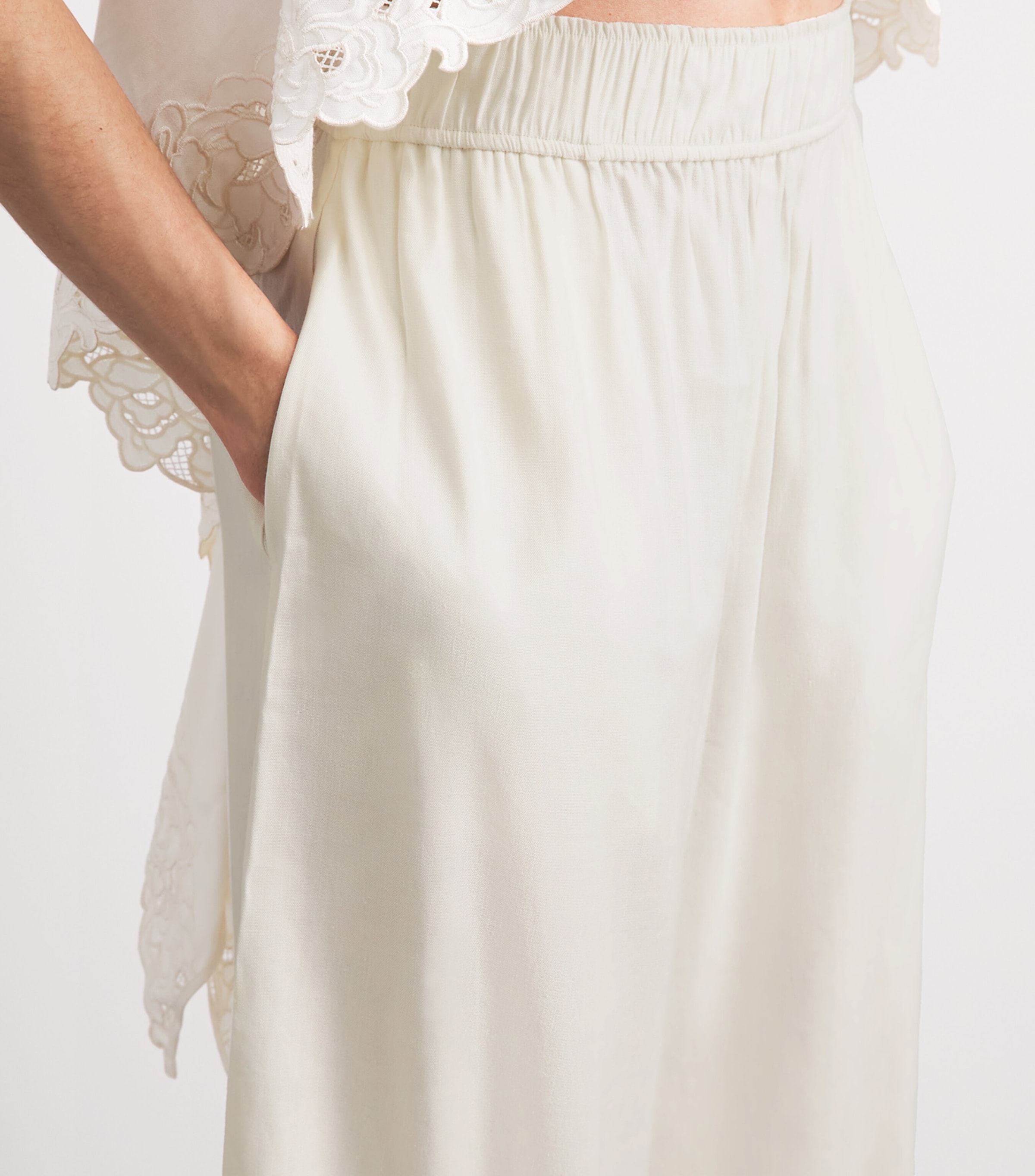 CAMILLA AND MARC Womens Linen-Blend Chara Wide-Leg Trousers Cream Mcrm Image 3