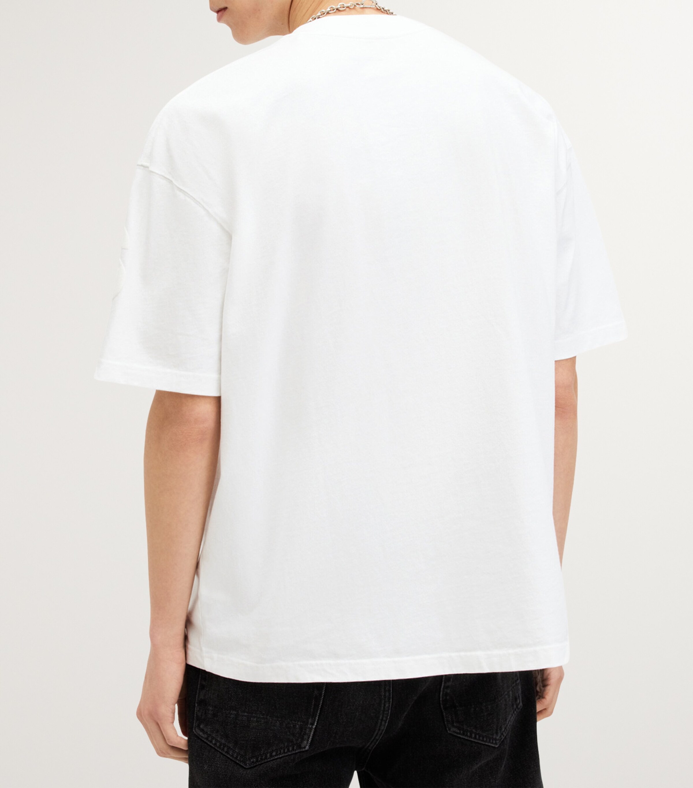 AllSaints Mens Cotton Biggy Logo T-Shirt Optic White Image 6