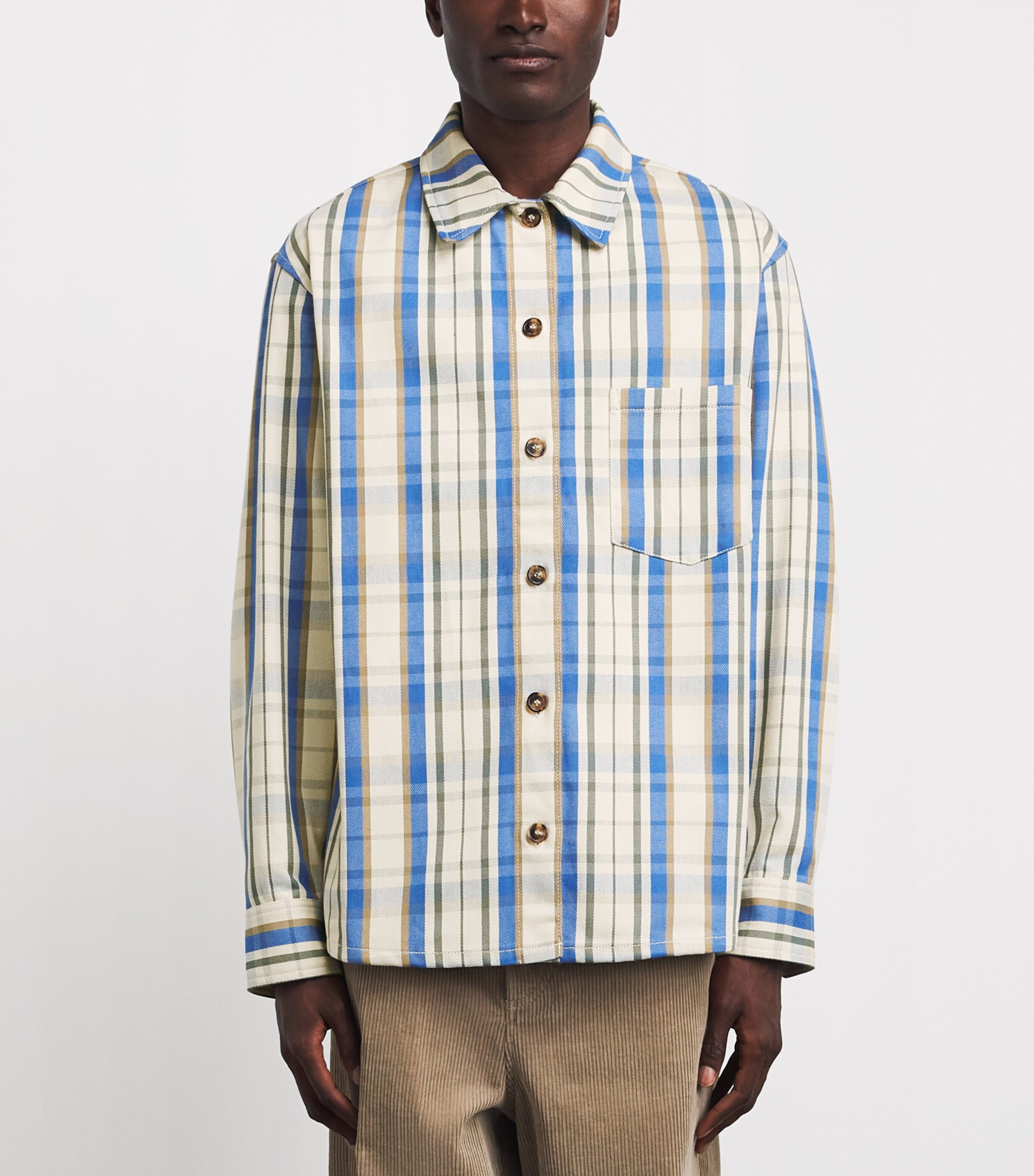 A.P.C. Mens Cotton Check Overshirt Aad Ecru Image 4