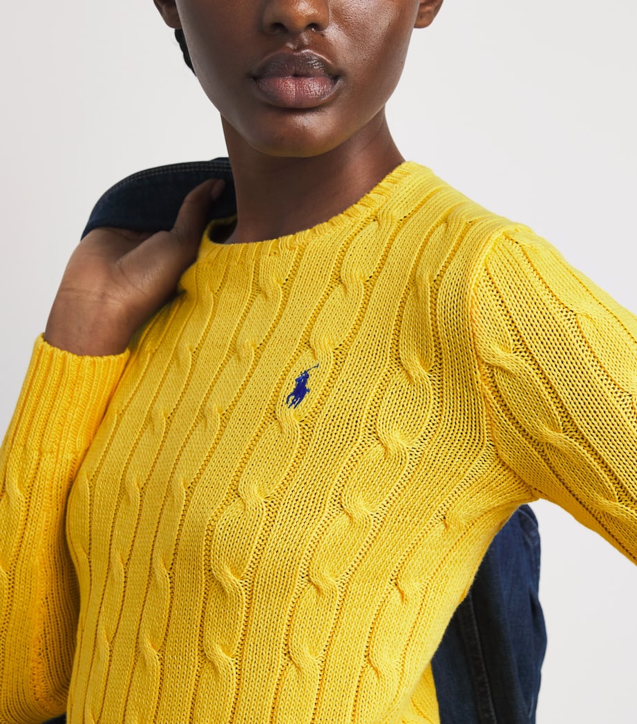 Pima Cotton Cable Knit Sweater YELLOW Image 6