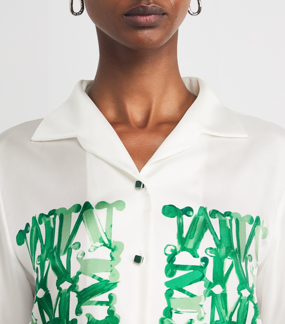 Silk Monogram Print Shirt EMERALD Image 6