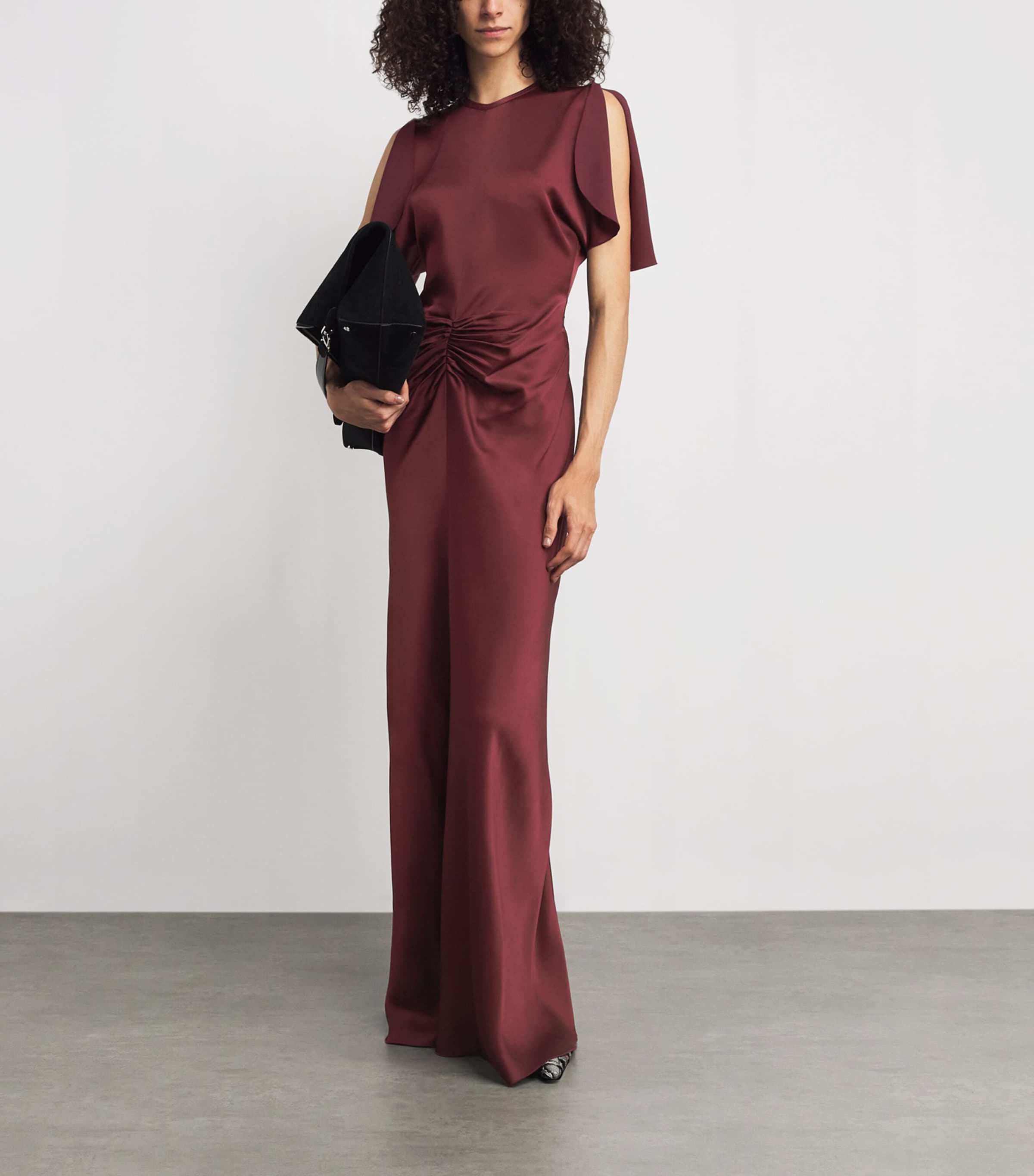 Satin Gathered Maxi Dress 9635 CINNABAR RED Image 2