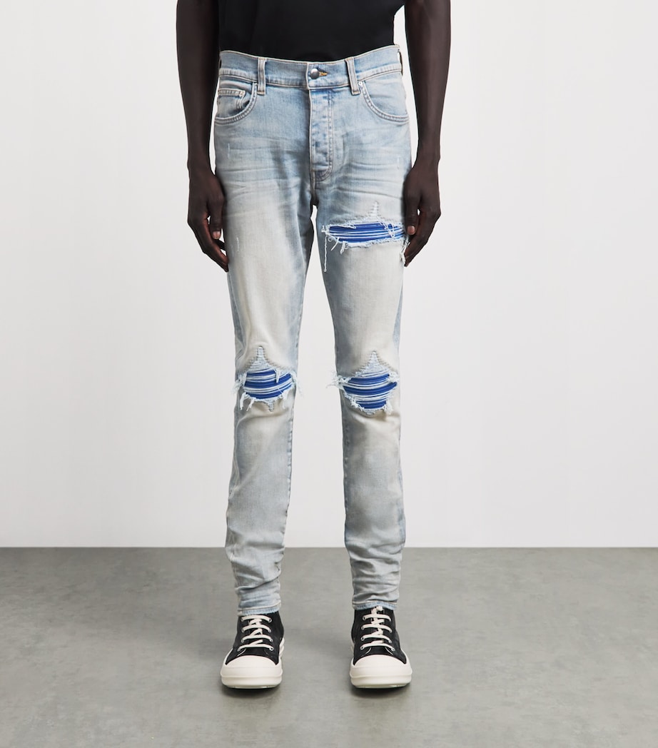AMIRI Mens Ripped MX1 Ultrasuede Skinny Jeans Antique Indigo Image 4