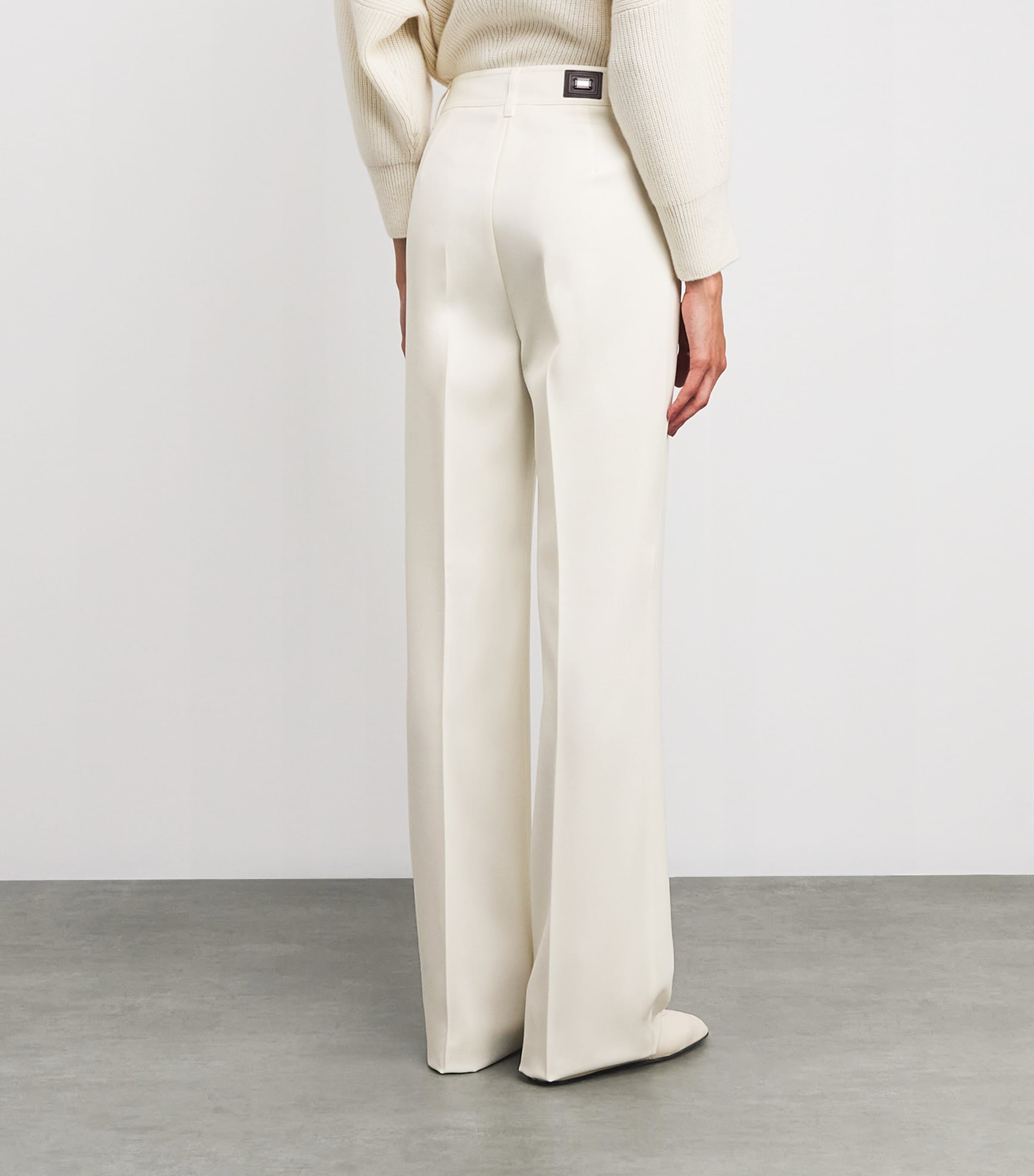 Virgin Wool Flared Trousers WHITE Image 4