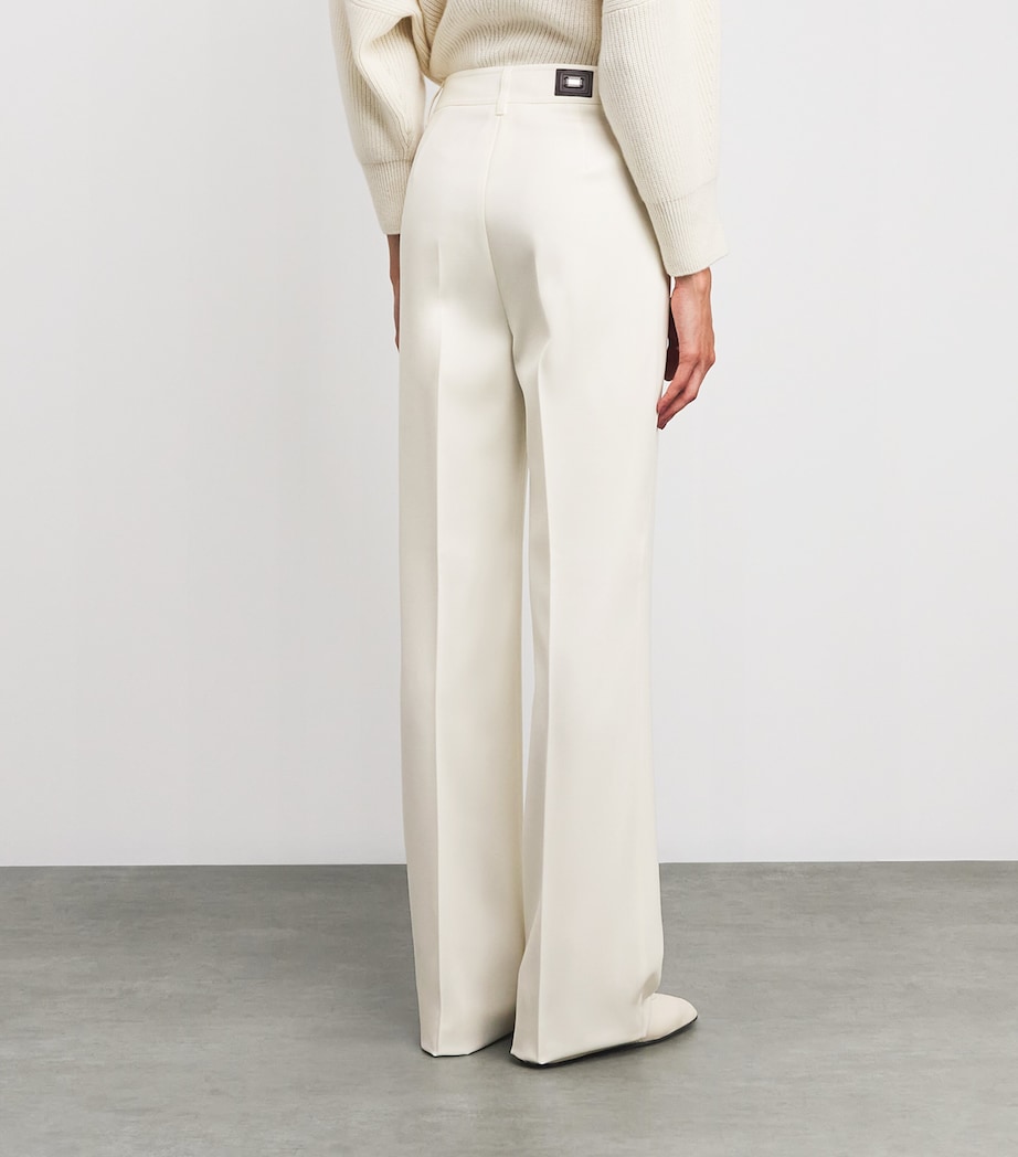Virgin Wool Flared Trousers WHITE Image 4