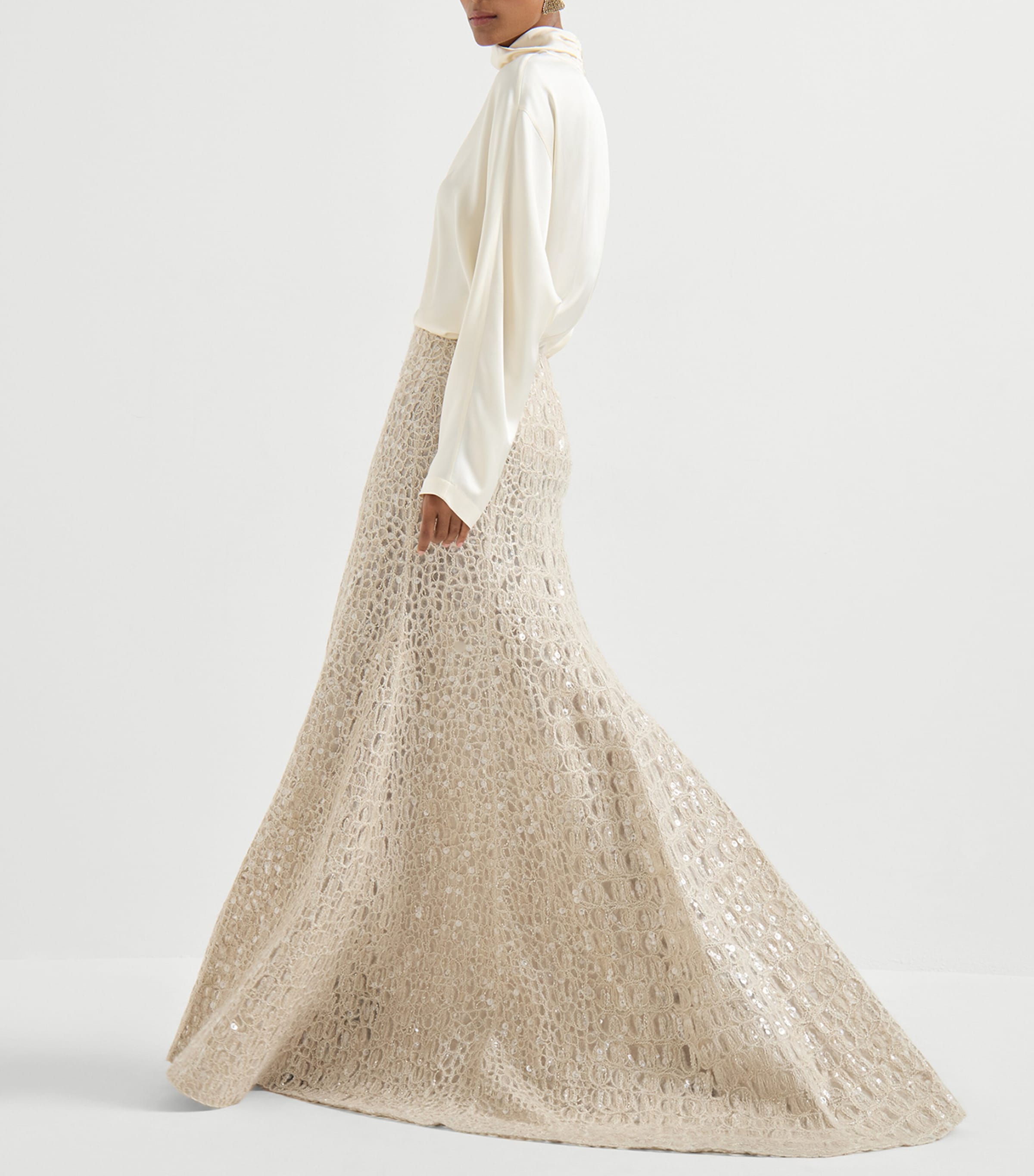 Mohair-Silk-Linen-Blend Maxi Skirt CRI71 Image 4