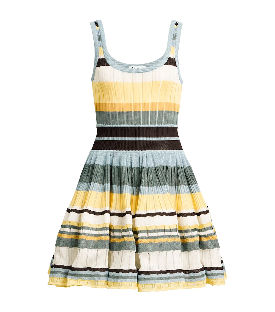 Alaïa Womens Stripe Mini Dress Multicolor Yellow Image 1