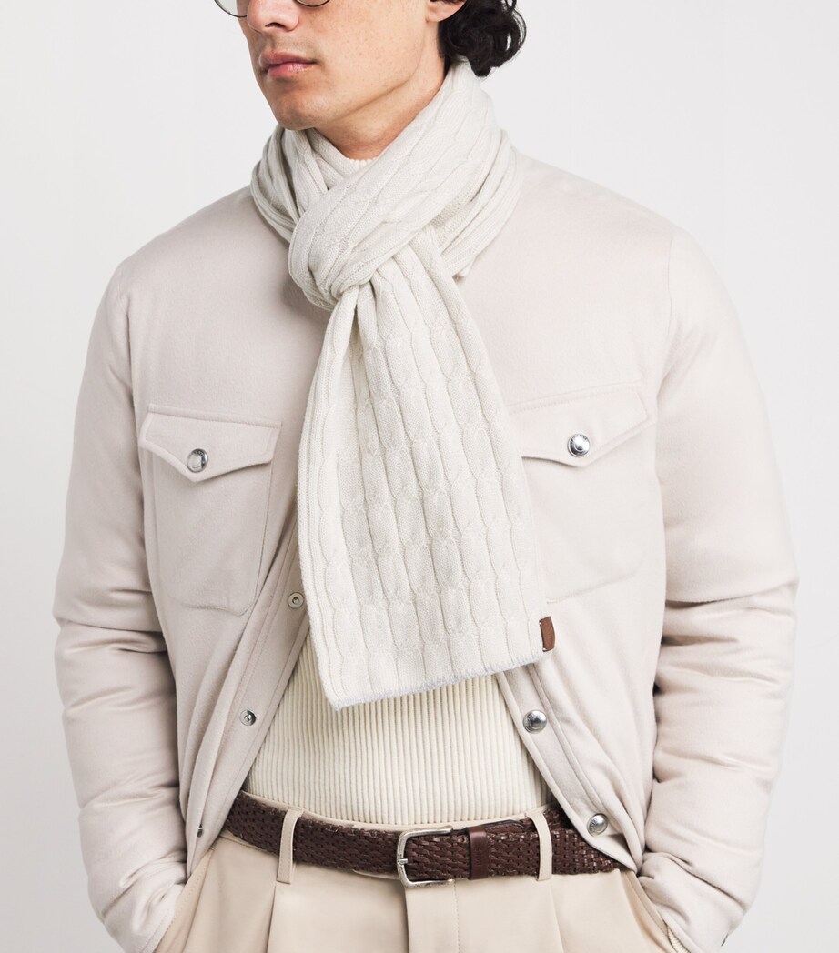 Cashmere Cable-Knit Scarf BEIGE E GRIGIO CHIAR Image 2