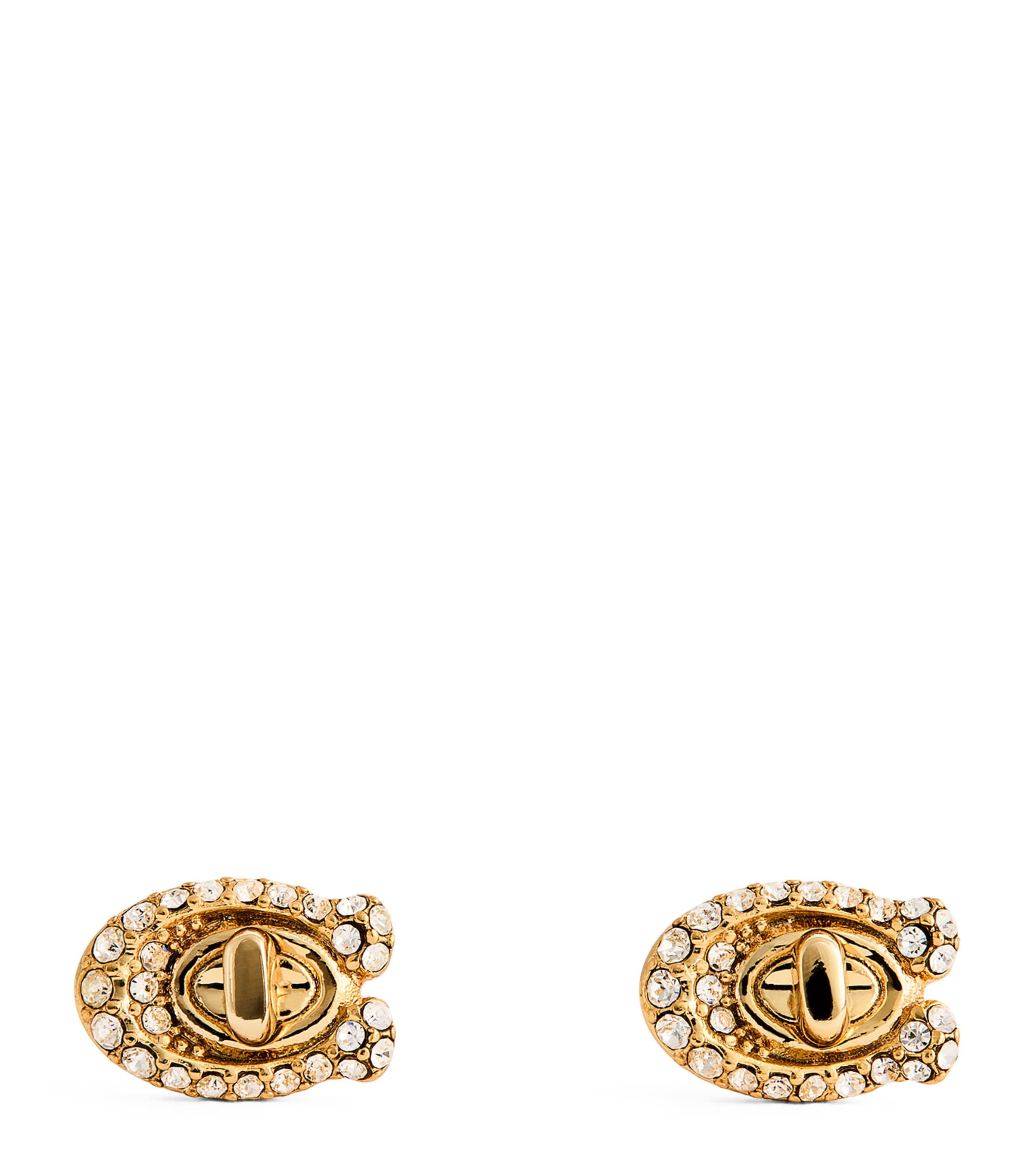 Coach Pavé 'c' Stud Earrings In Gold