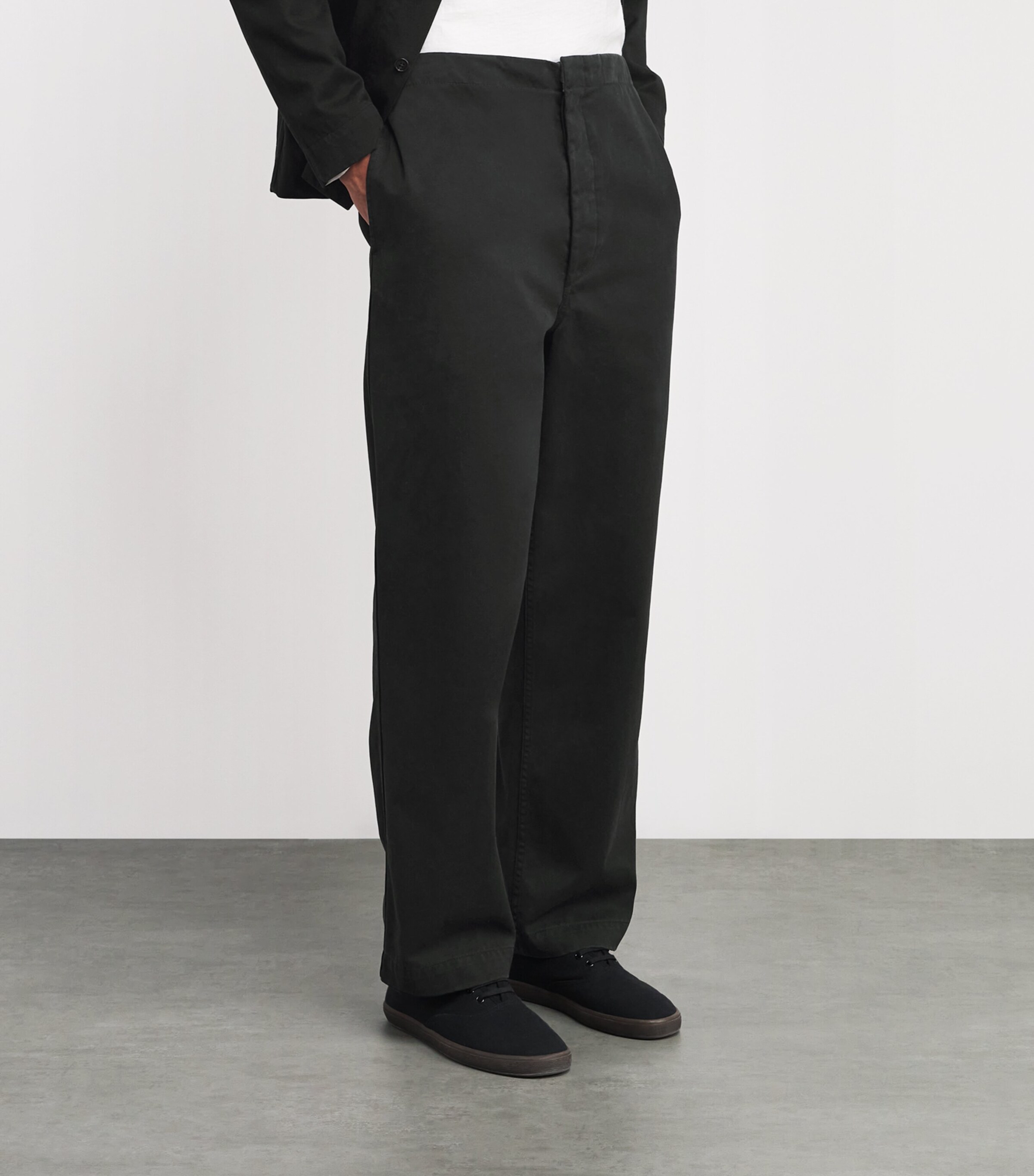 The Row Mens Time Cotton Trousers Black Image 3