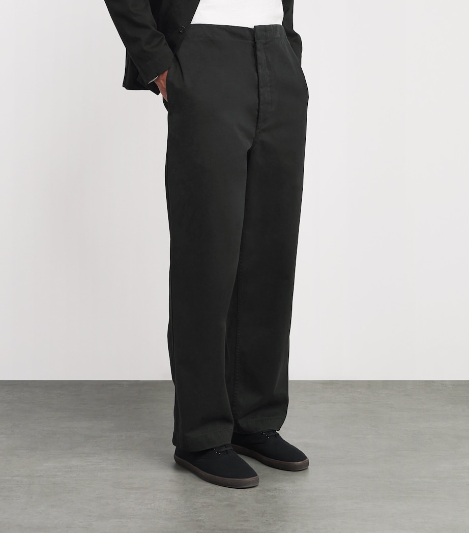 The Row Mens Time Cotton Trousers Black Image 3