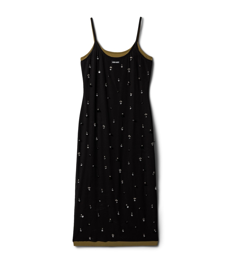Miu Miu Womens Silk Embellished Midi Dress Image 1