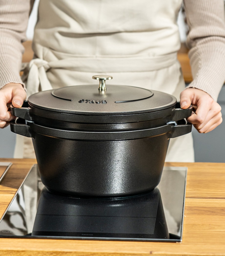 Staub 2-Piece Round Stackable Cocotte Set Black Image 6