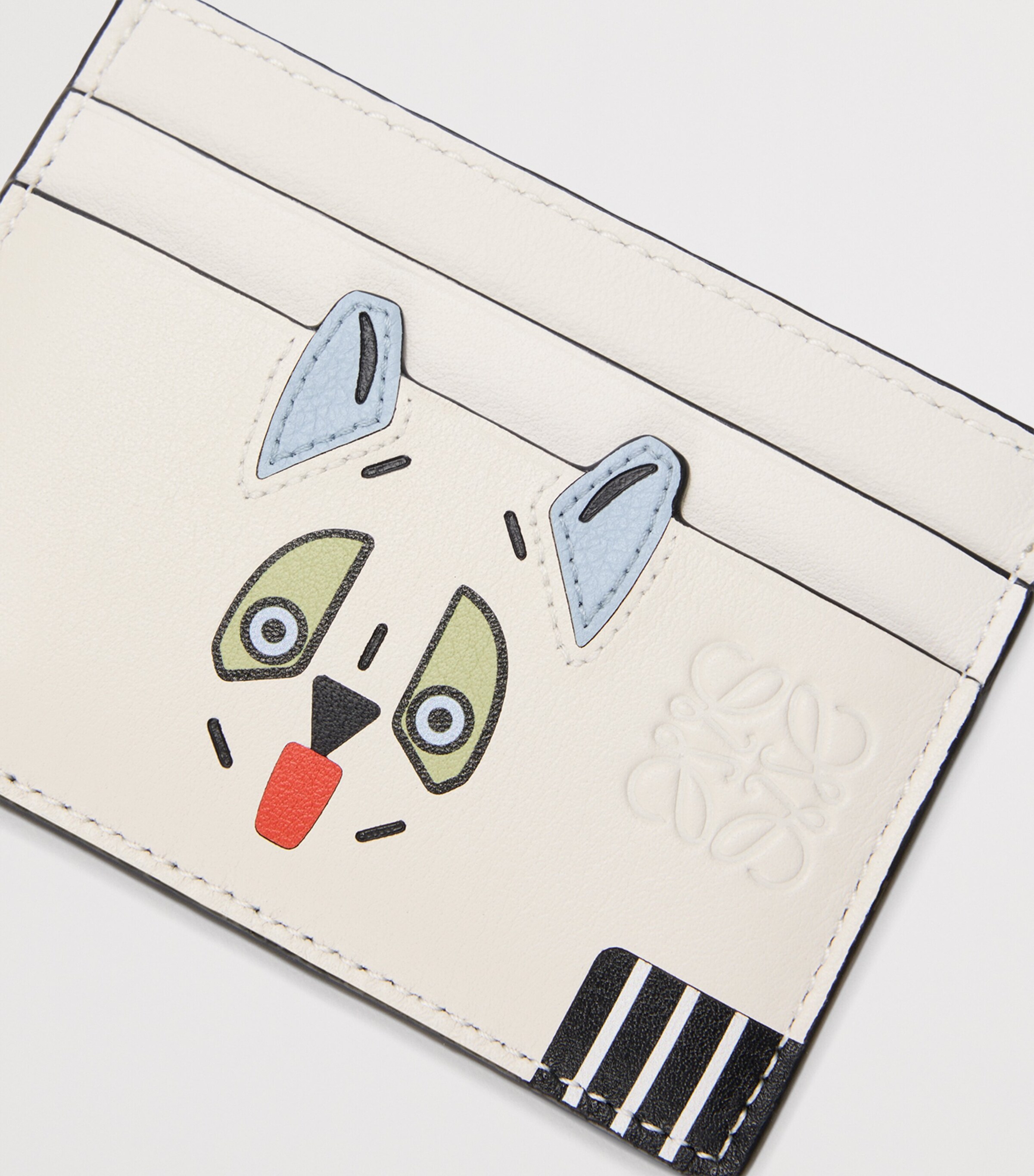 x Louis Wain Leather Futurist Cat Card Holder SOFT WHITE Image 4