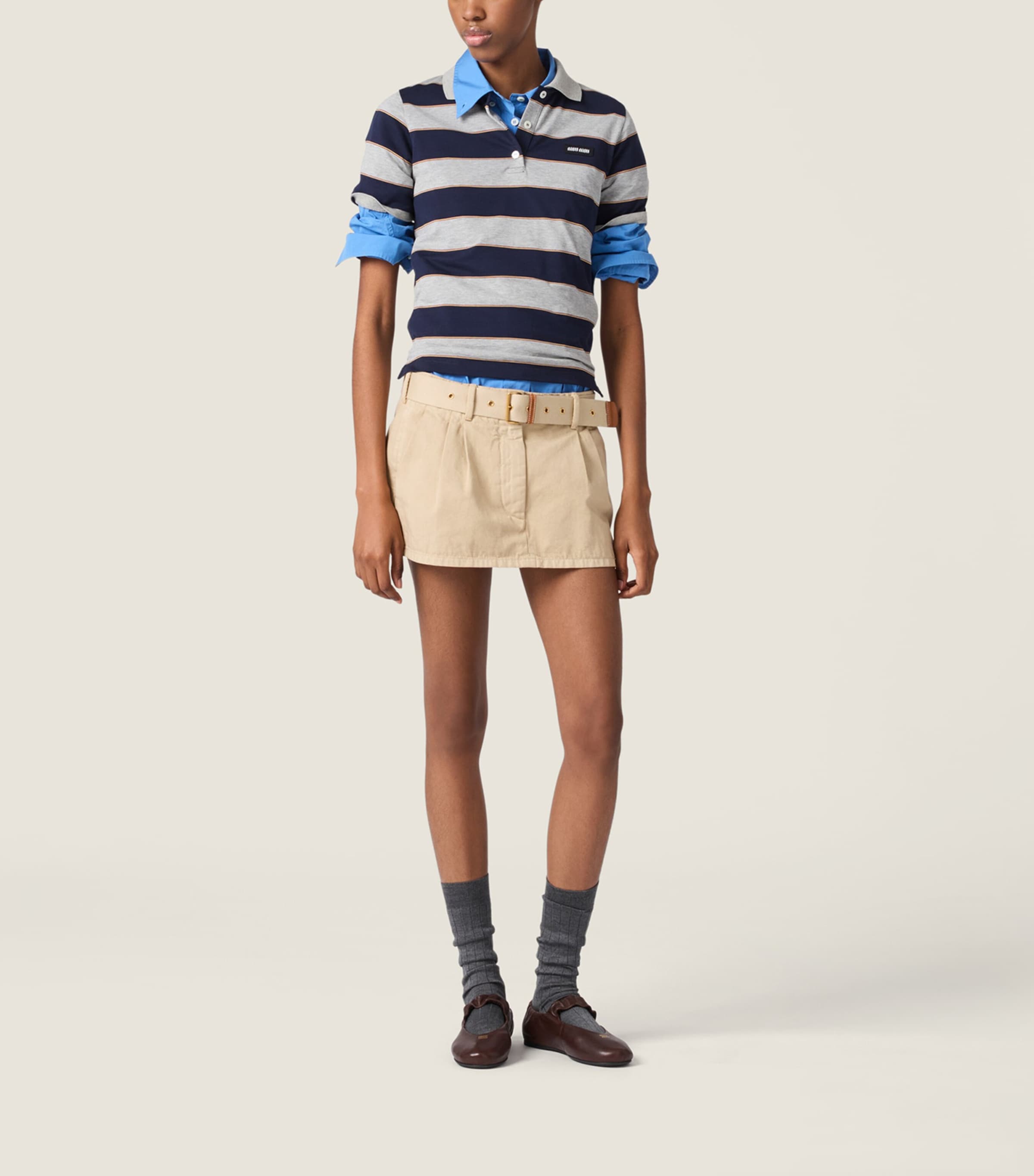 Miu Miu Womens Cotton Stripe Polo Shirt Image 2
