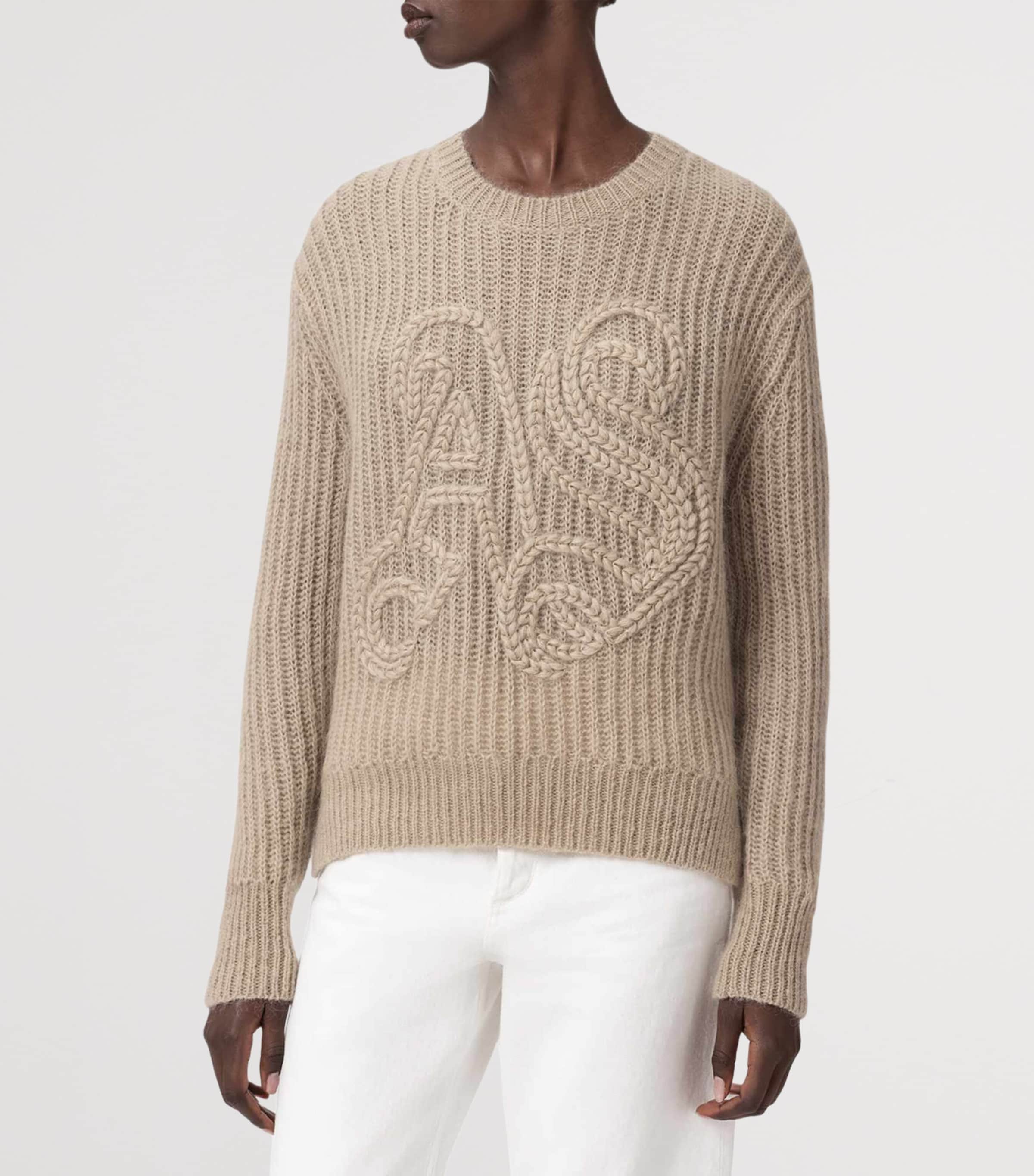 Wool-Blend Chain Sweater BARLEY WHITE Image 3