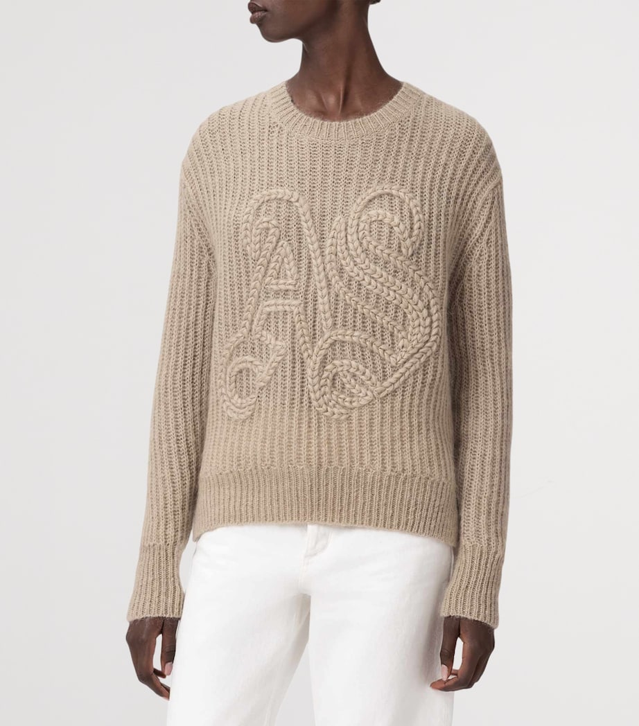 Wool-Blend Chain Sweater BARLEY WHITE Image 3