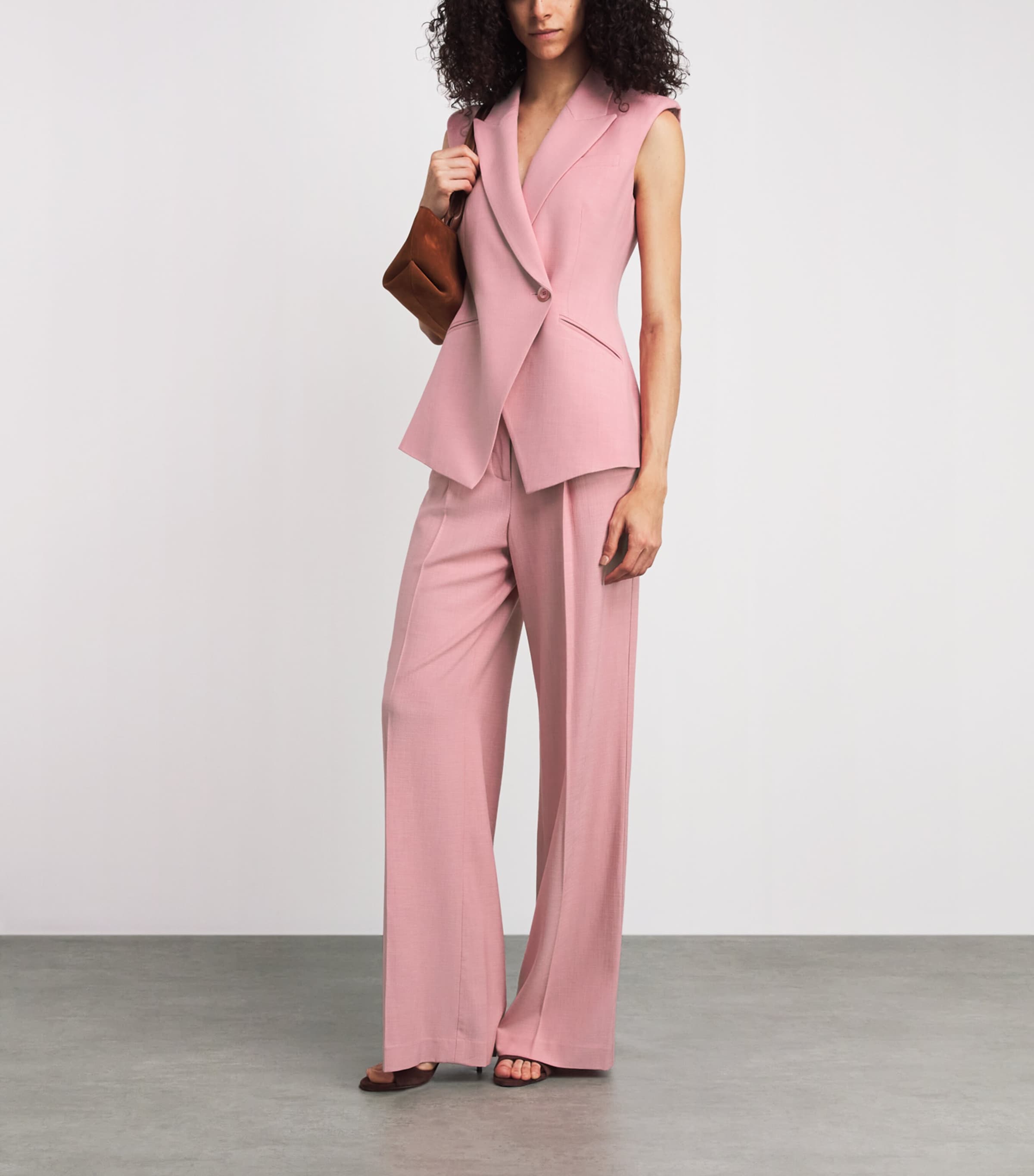 Veronica Beard Womens Marbeau Wide-Leg Trousers Petal Image 2