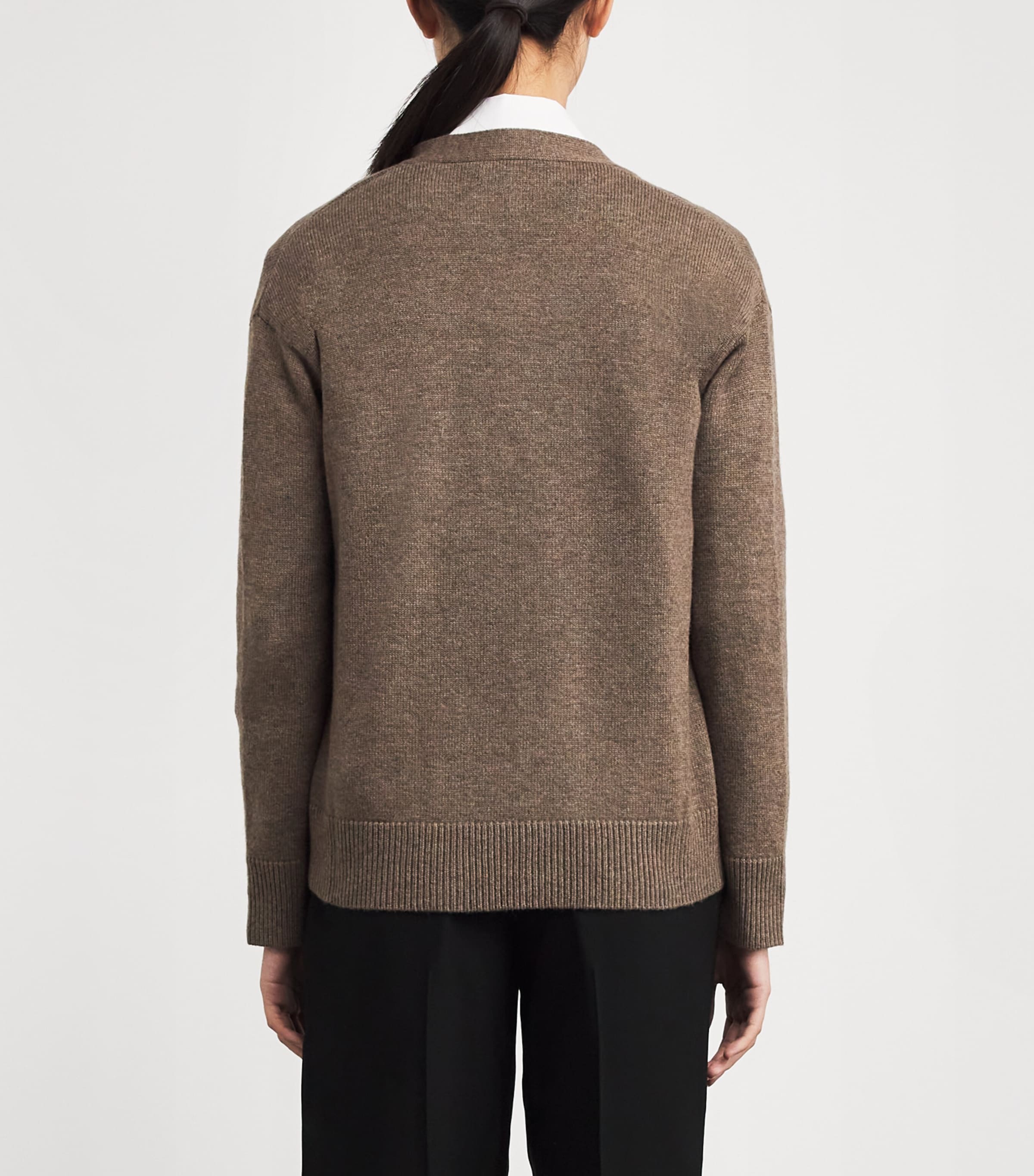 Wool-Cashmere V-Neck Cardigan HAZELNUT BROWN Image 4