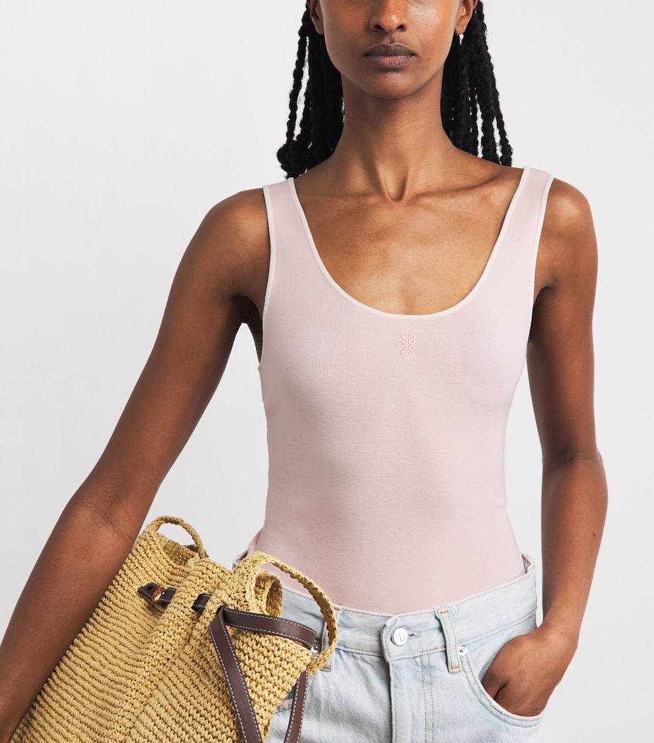 Sandro Paris Womens Knit Scoop-Neck Bodysuit Light Pink Image 3