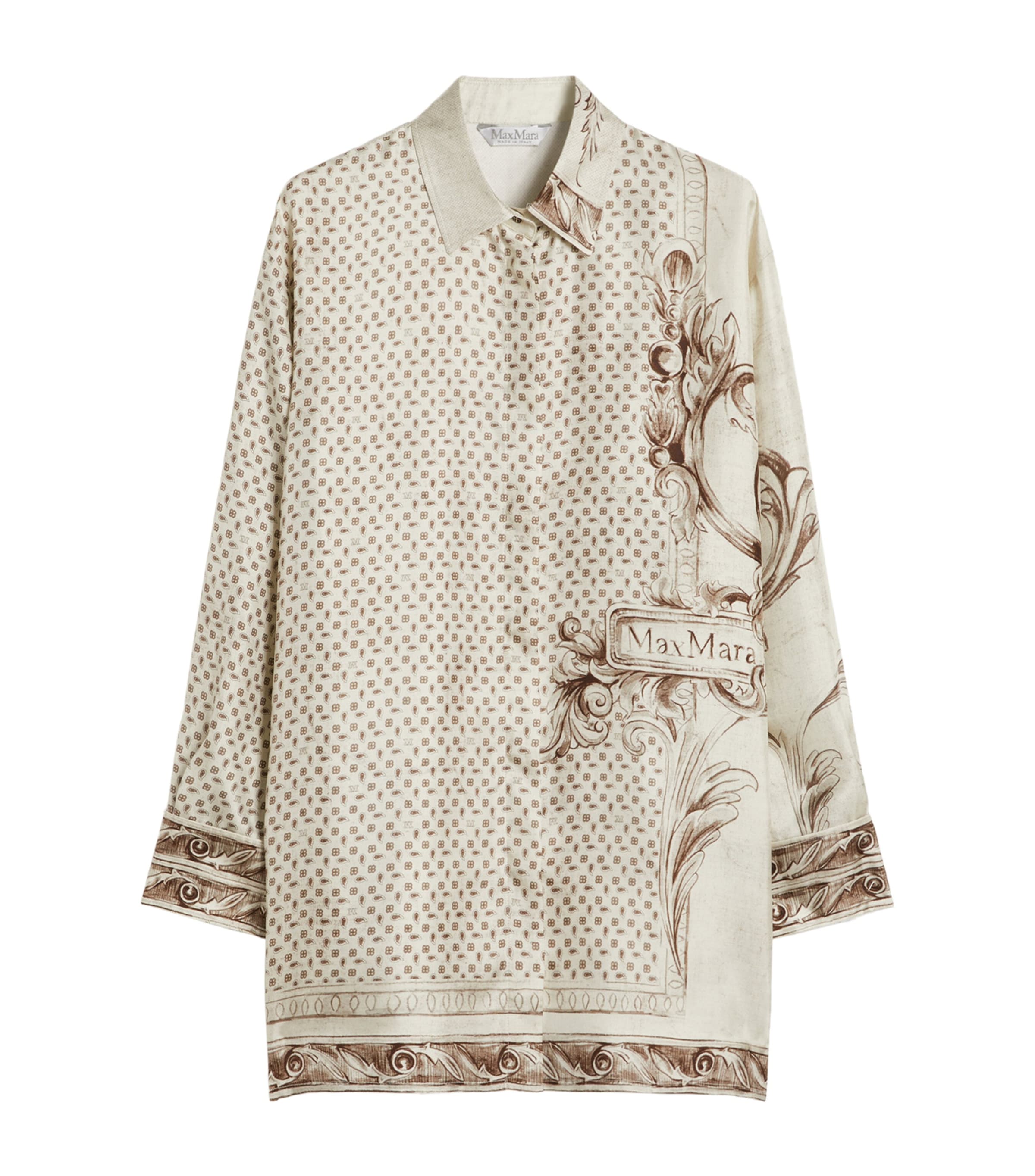 Max Mara Silk Printed Shirt In White