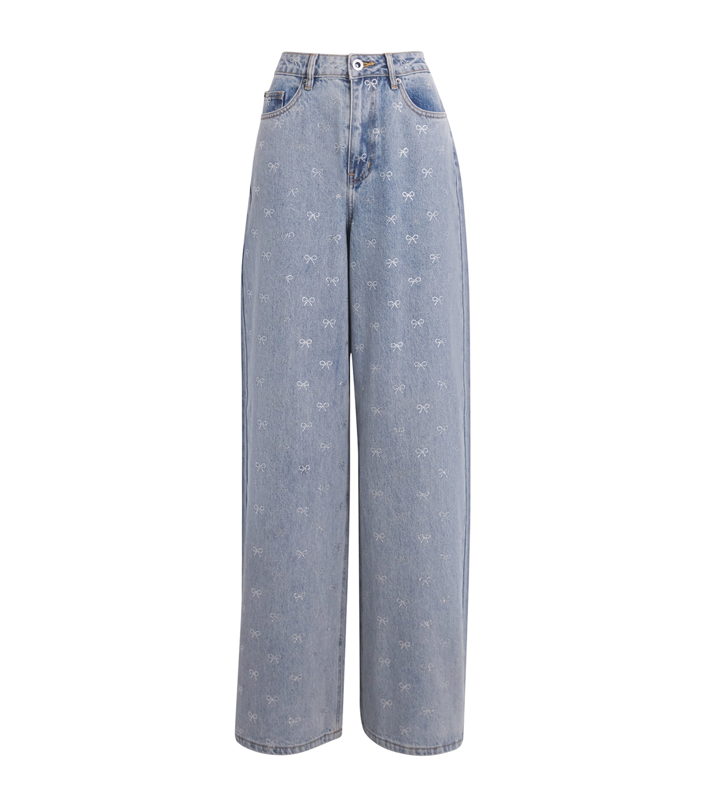 Self-Portrait Bow Embellished Wide-Leg Jeans | Women Clothing | Jeans | Flared Jeans | Designers | Self Portrait