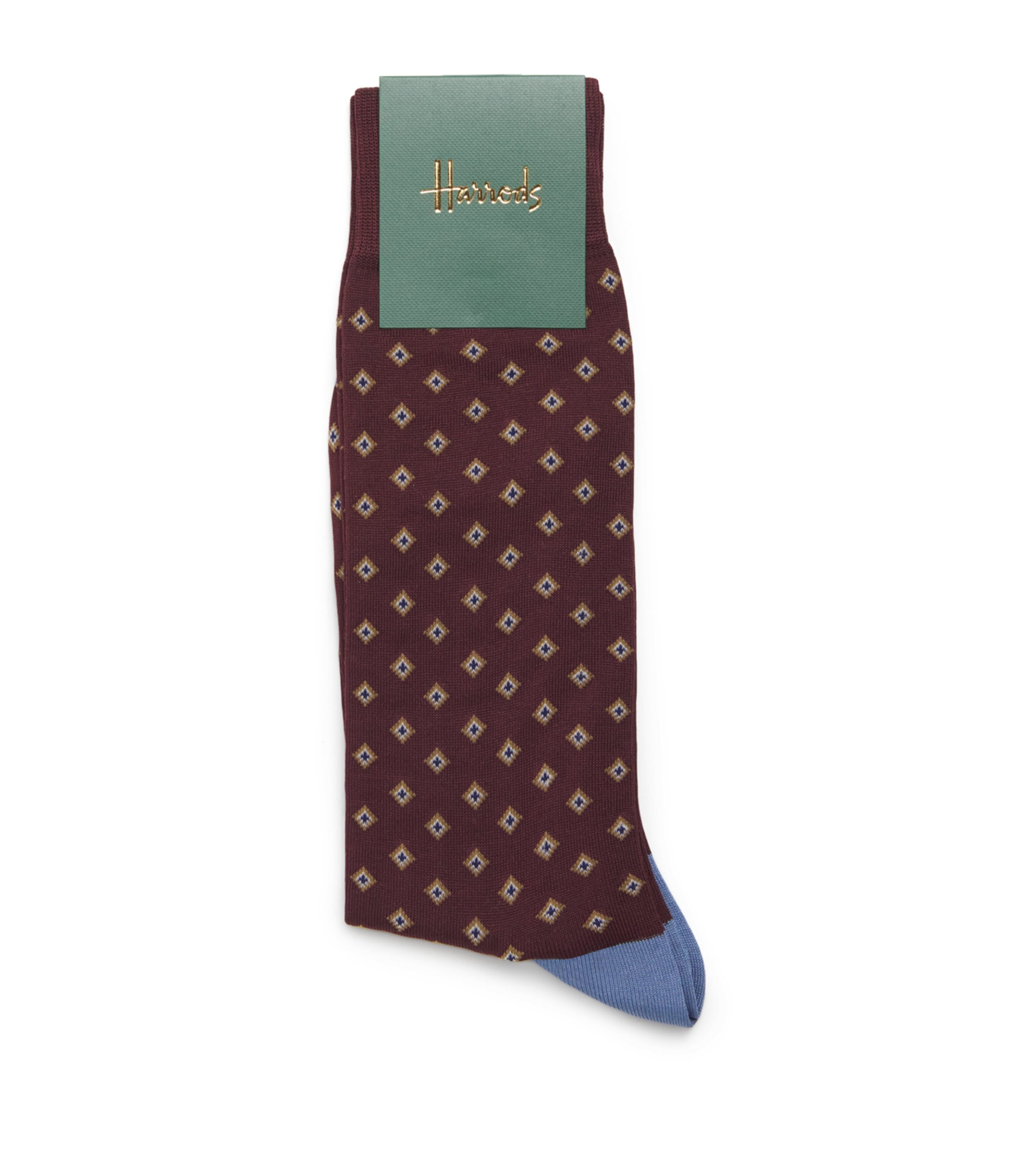 Cotton-Blend Diamond Socks BURGUNDY Image 1