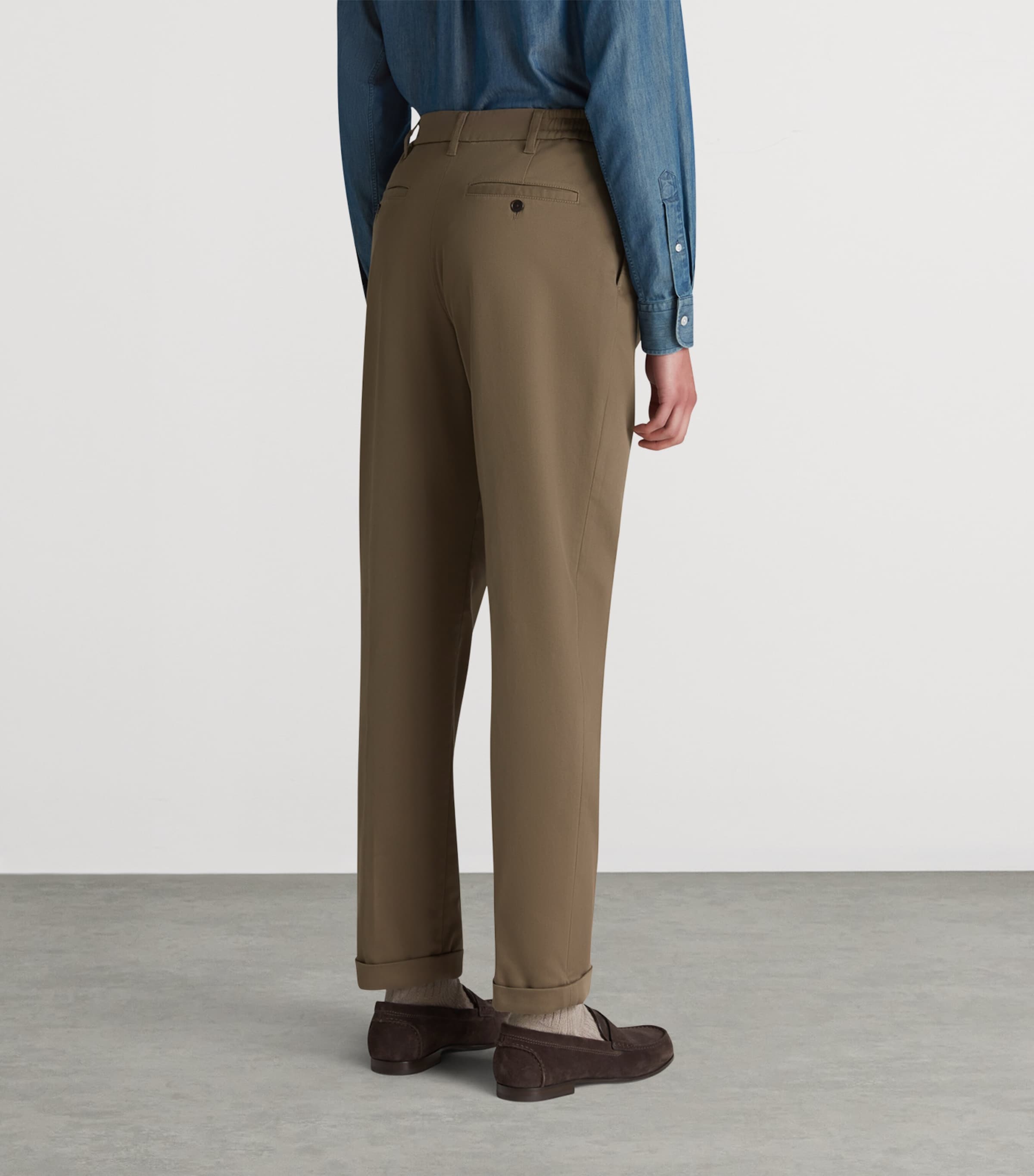 Stretch-Cotton Twill Double-Pleat Chinos 102KHAKI Image 4