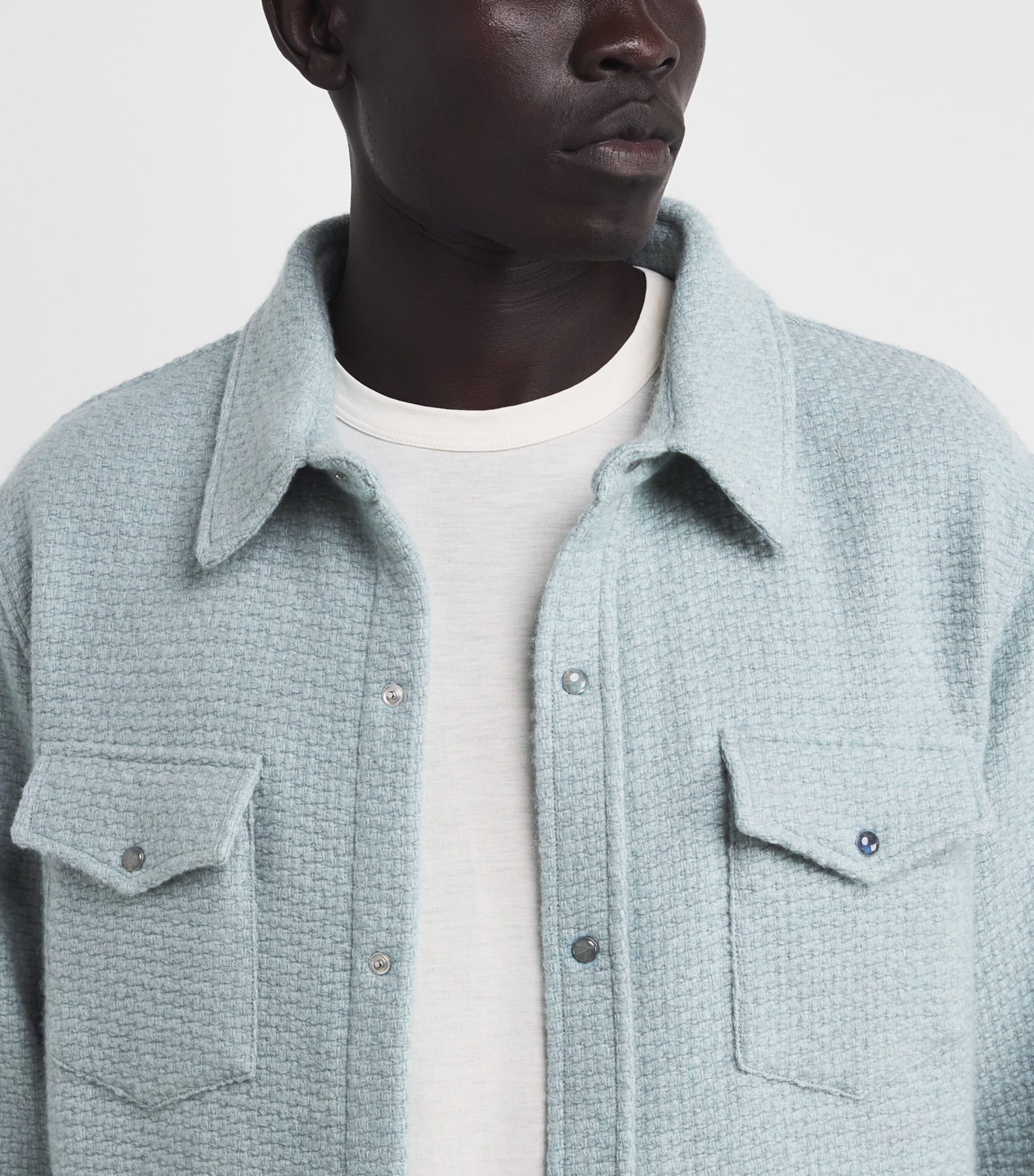Cashmere Waffle-Knit Overshirt LABRADORITE Image 6