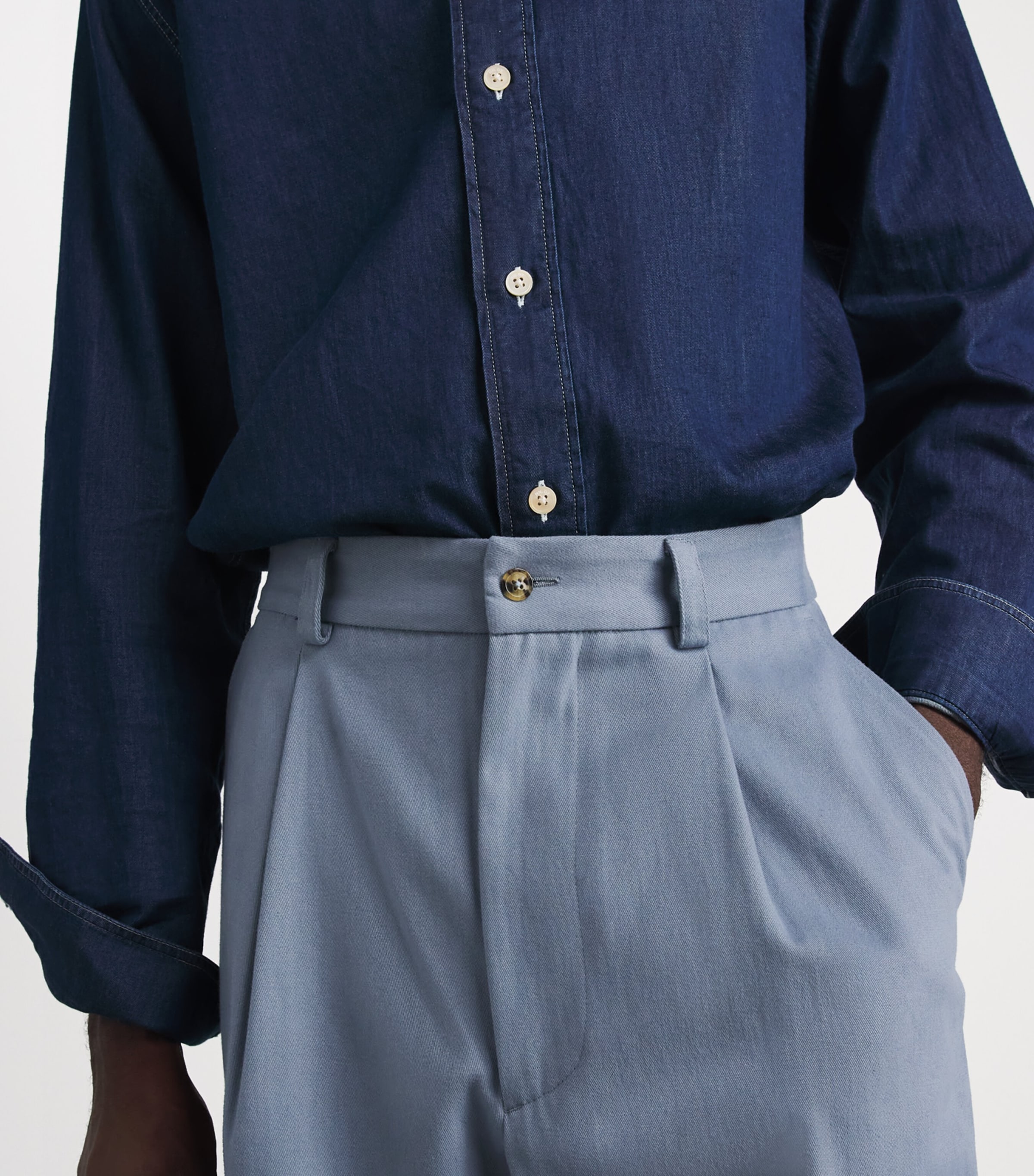 Eleventy Mens Cotton Pleated Trousers Zucchero Image 3
