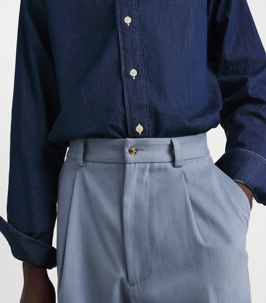 Eleventy Mens Cotton Pleated Trousers Zucchero Image 3