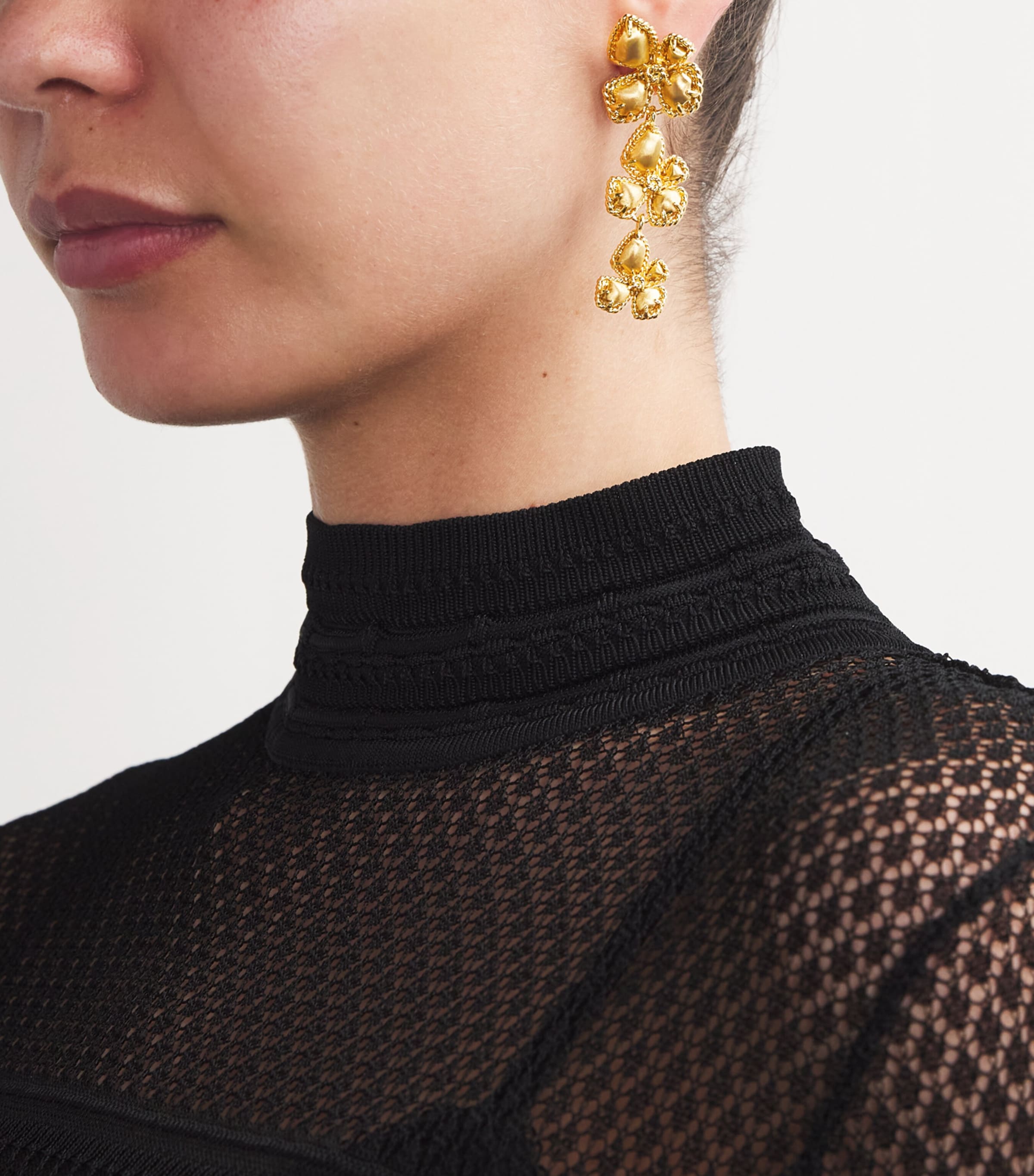 Gold-Plated Bloom Dangle Earrings GOLD Image 2