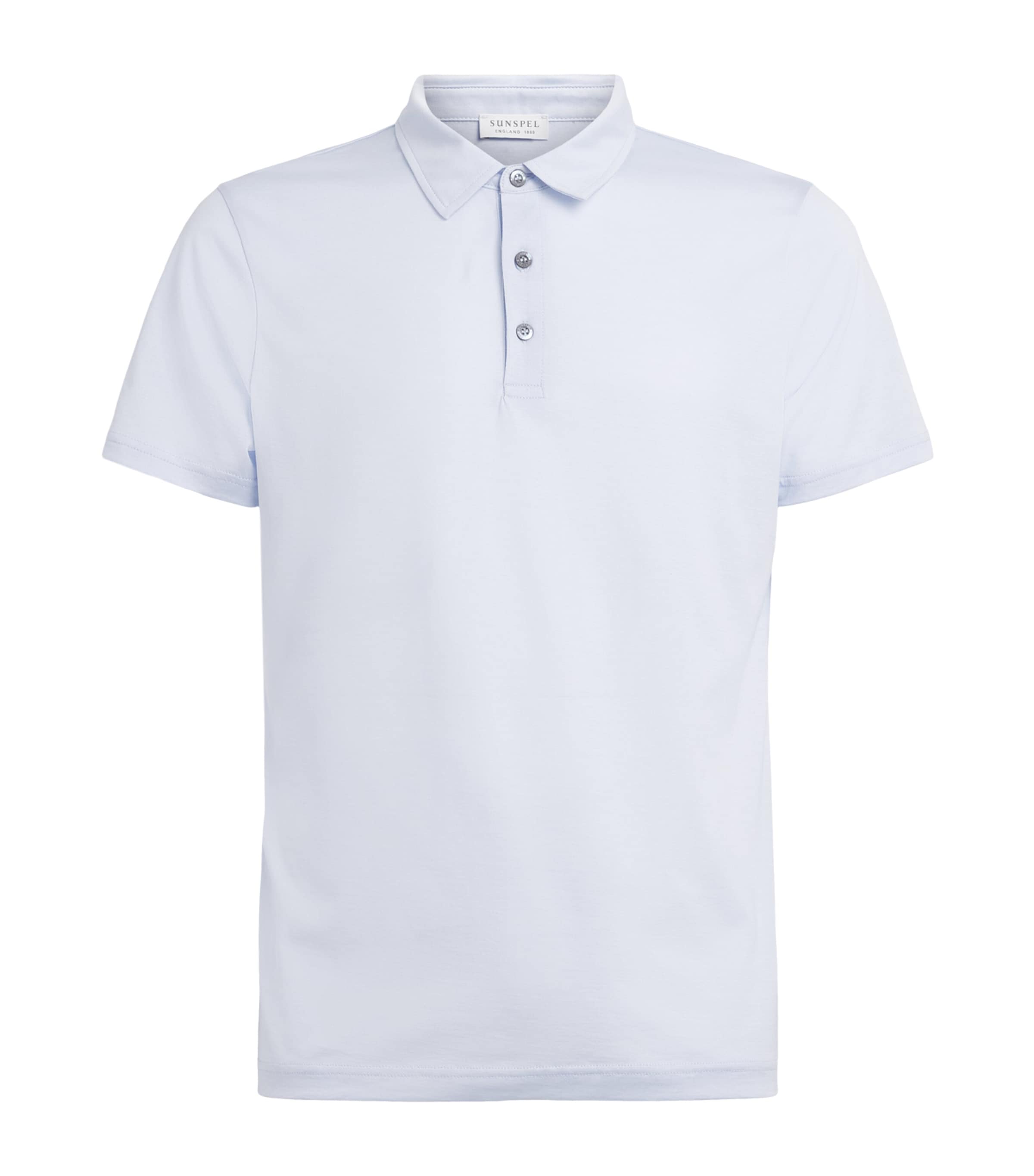 Sunspel Mens Supima Cotton Polo Shirt Buwu Light Blue Image 1