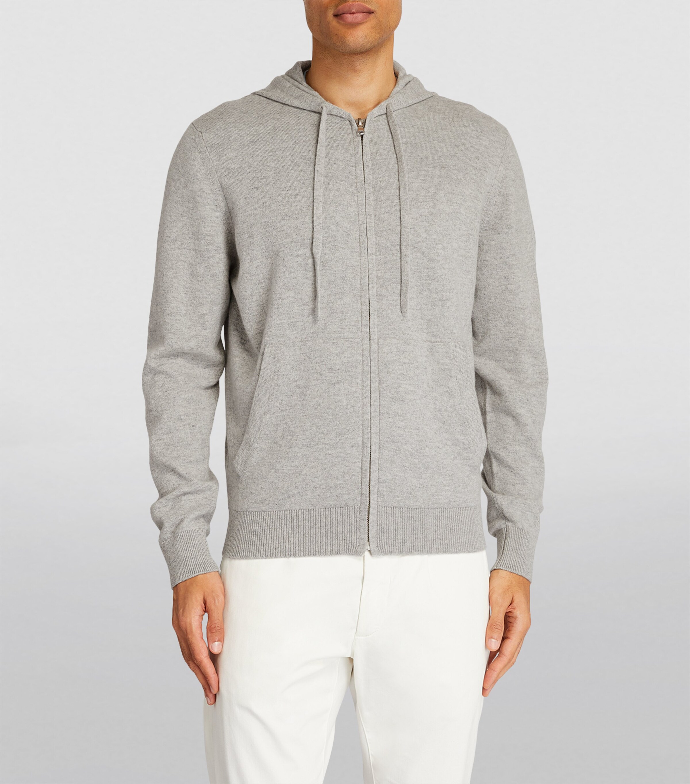 トップス SUNSPEL zip up parka gley Men's Loopback Zip Hoodie in Grey Melange | Sunspel